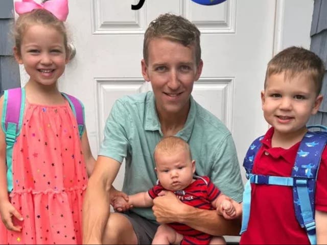 Lindsay Clancy’s ex-husband, Patrick Clancy, pictured with their children before the murders ( GoFundMe )