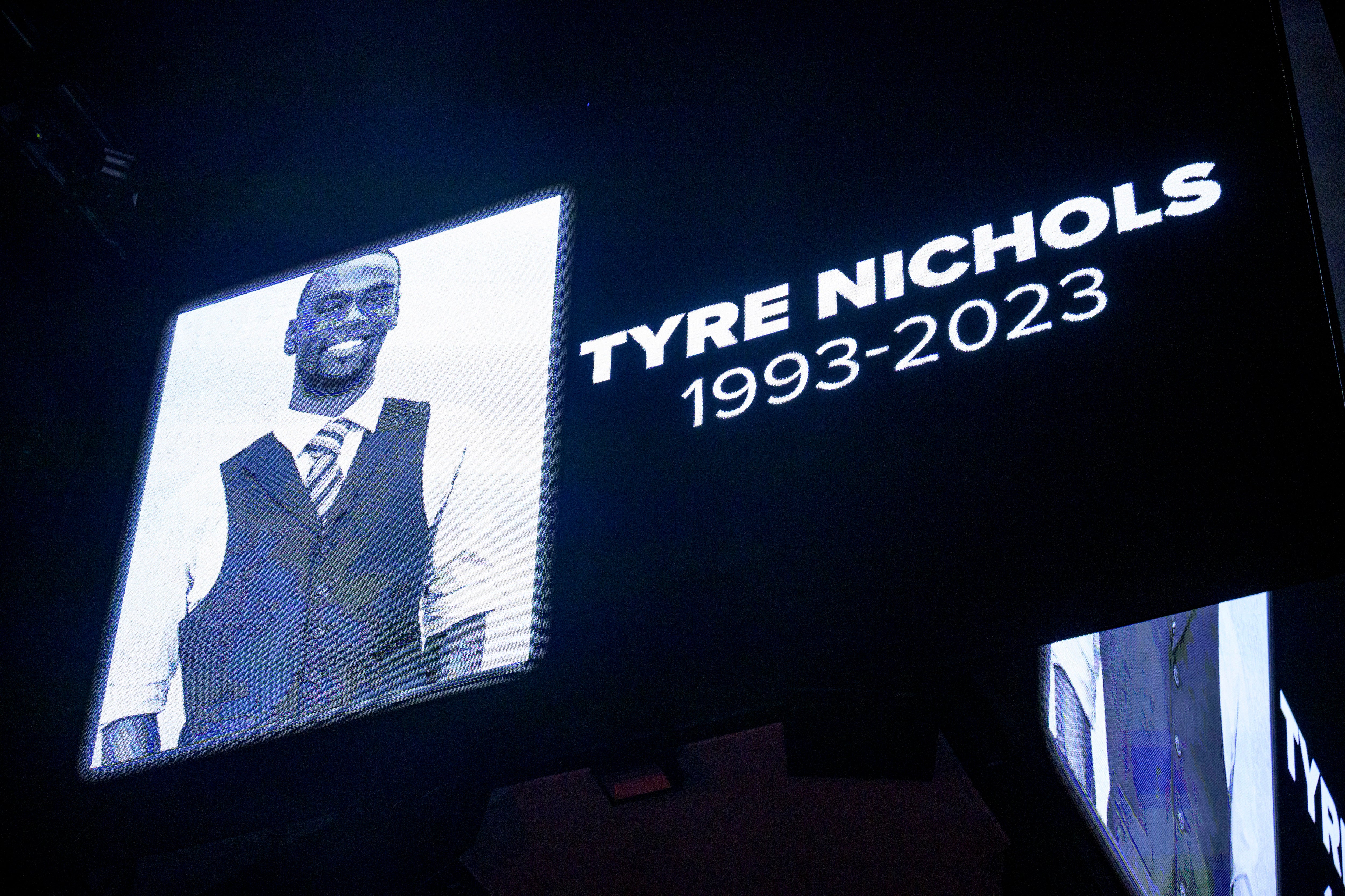 Tyre Nichols, a 29-year-old Black man who was pulled over while driving and died three days later, is detained by Memphis Police Department officers on January 7, 2023.