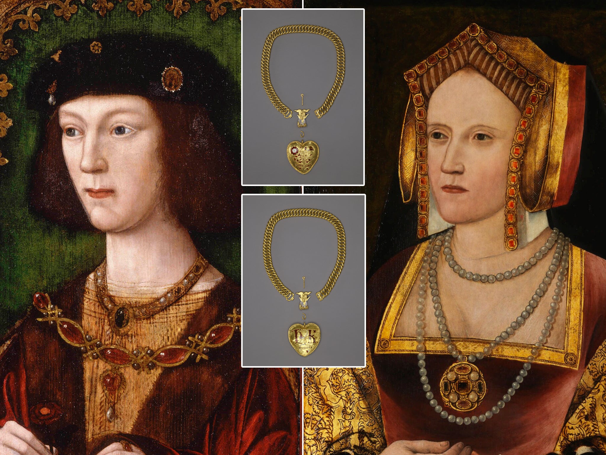 The pedant bears the initials and symbols of the Tudor monarch and his first wife Katherine of Aragon