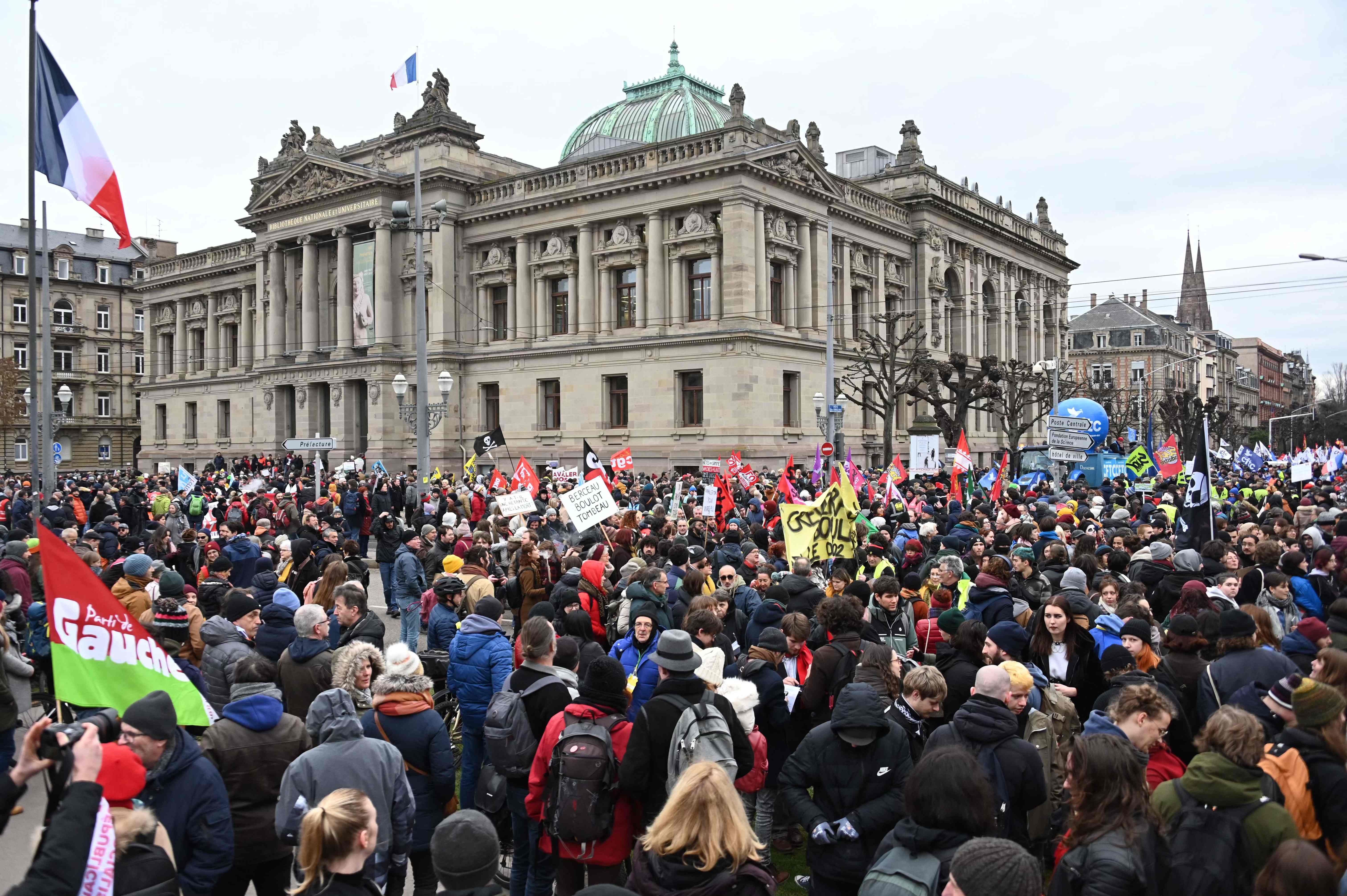 Protesters gather in in Strasbourg, eastern France on Tuesday