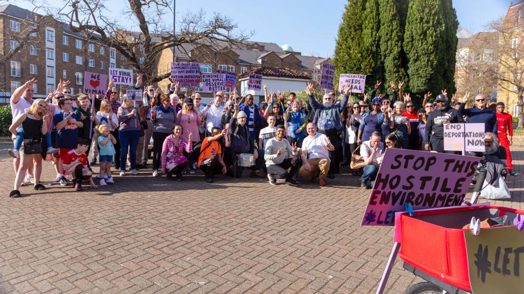 People attend a demonstration in support of Mr Pandya in Rotherhithe last March