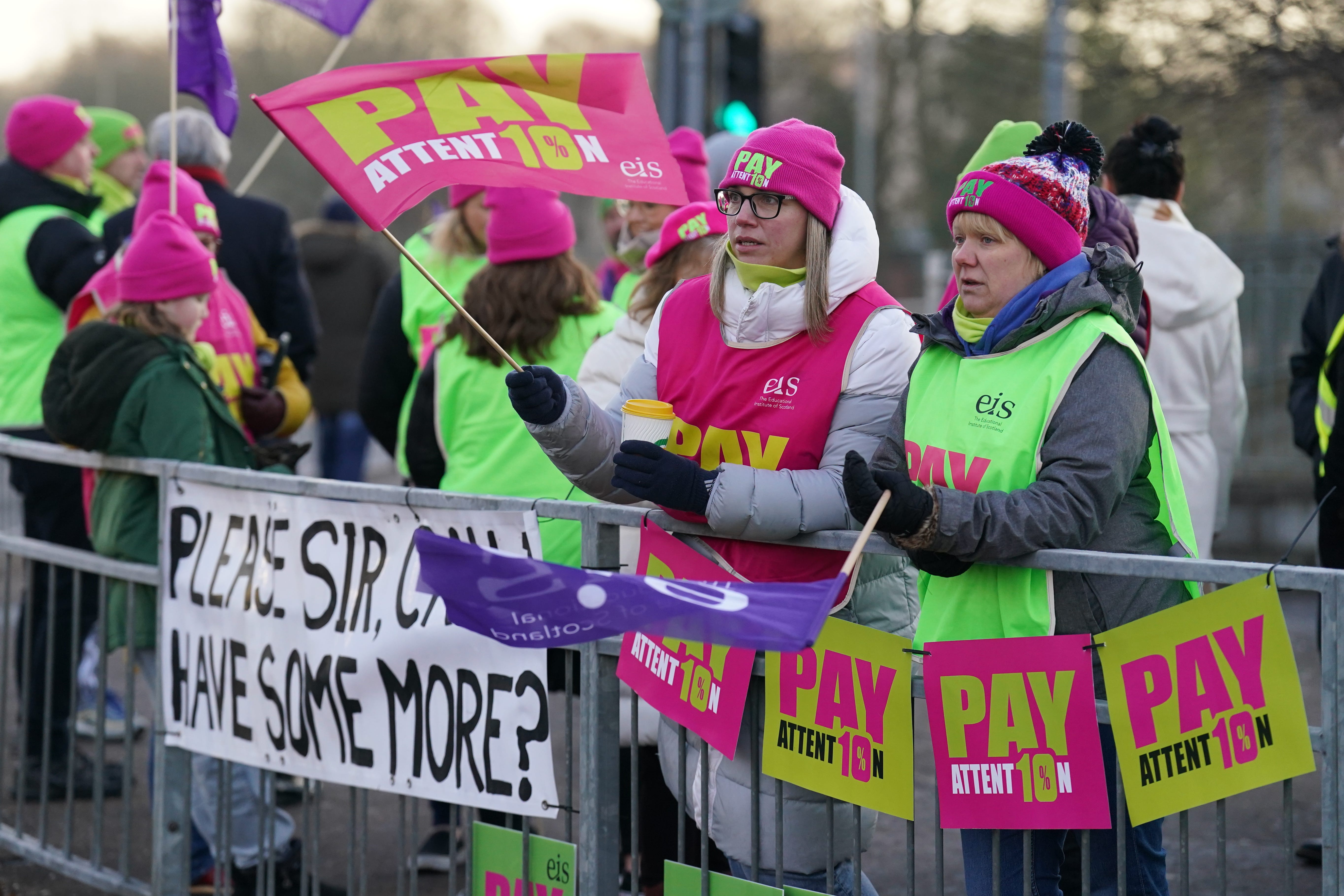 Teachers in Scotland are taking part in strikes, along with civil servants and lecturers in what has has been dubbed ‘walkout Wednesday’ (Andrew Milligan/PA)