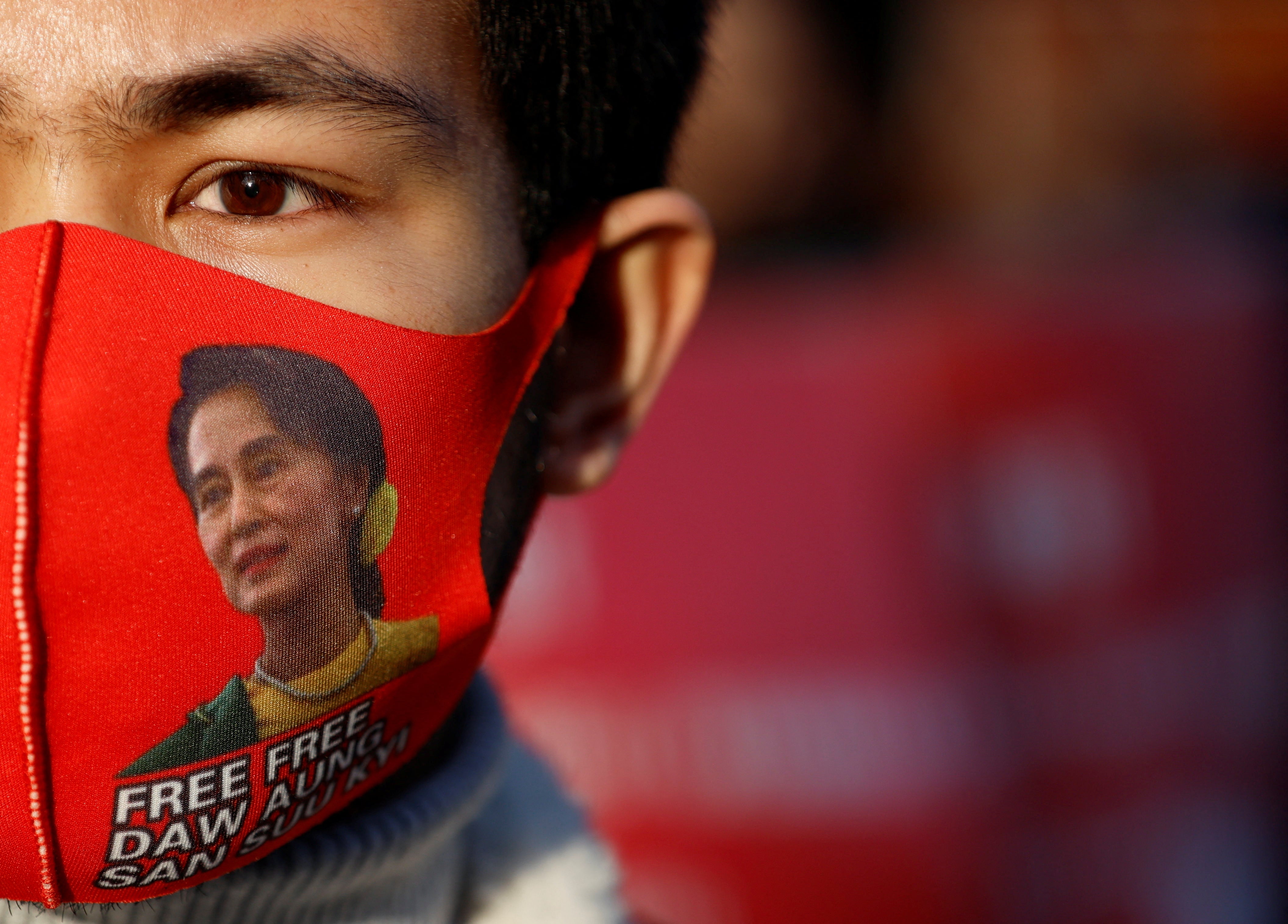 Protest marking the second anniversary of Myanmar’s 2021 military coup outside Myanmar embassy in Tokyo