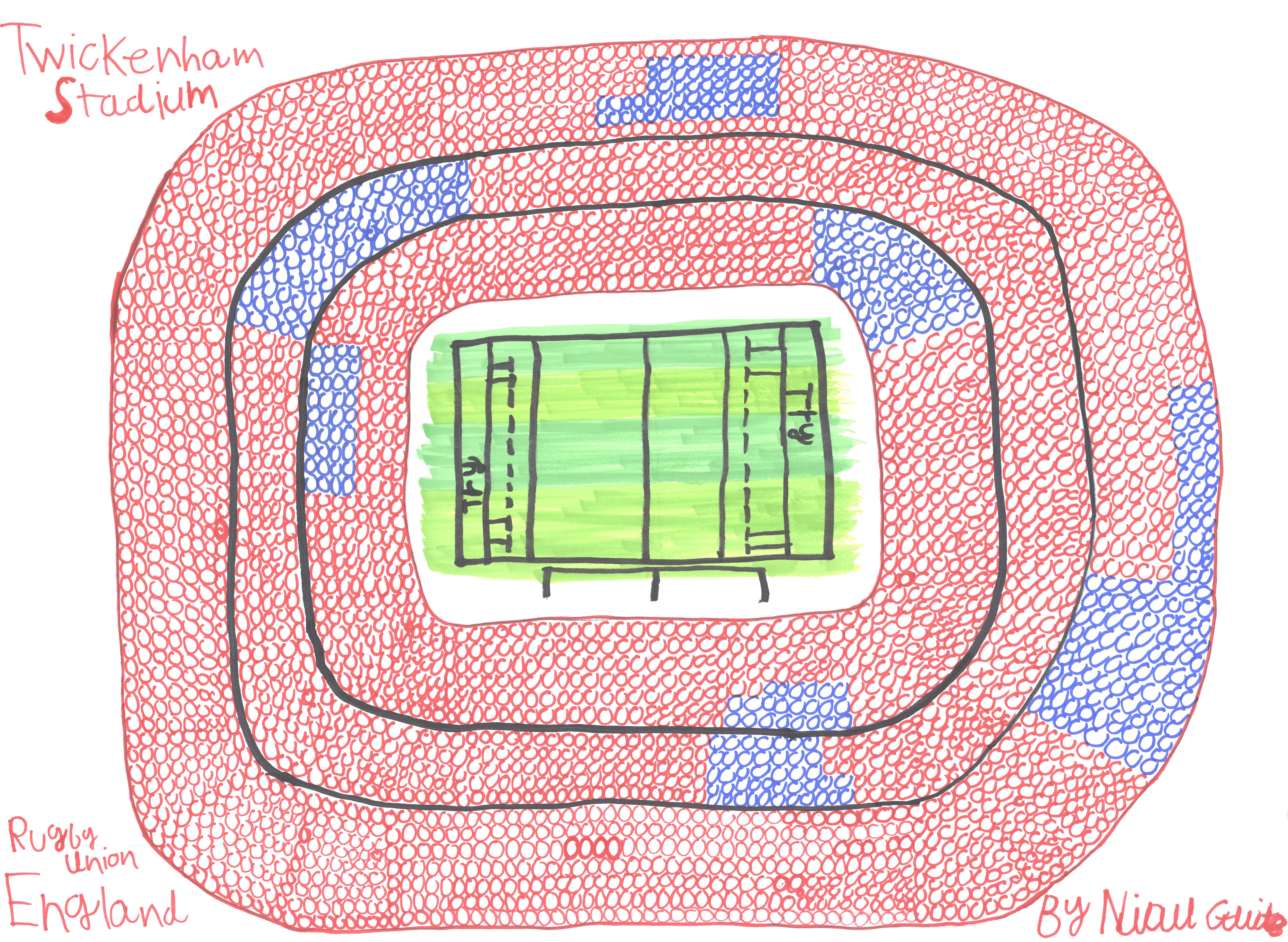 Niall Guite, a Special Olympics GB athlete, has drawn each Six Nations ground