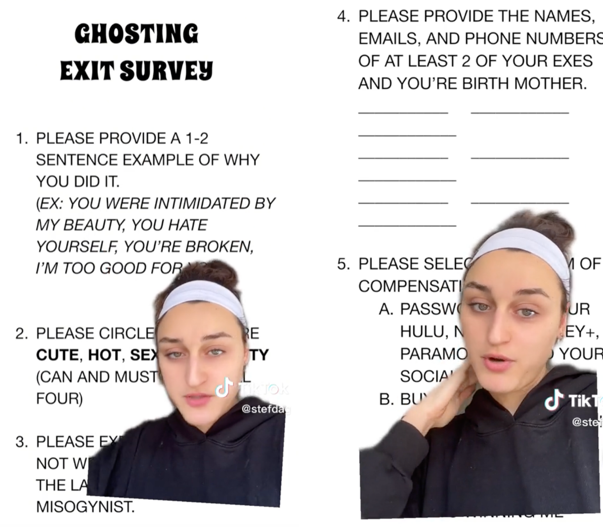 Woman reveals hilarious ‘exit survey’ she sent to date who ghosted her 