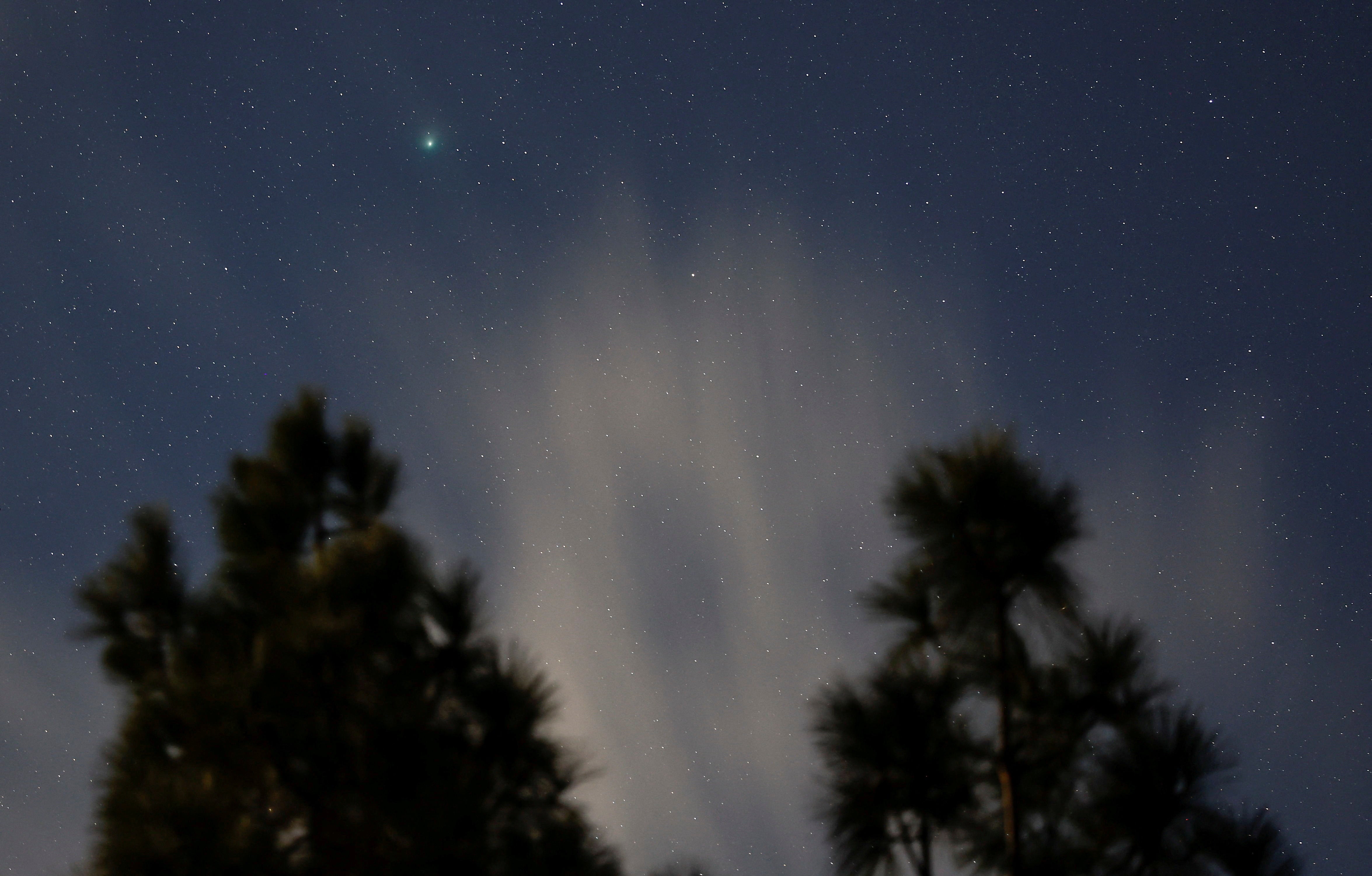 A green comet named Comet C/2022 E3 (ZTF), which last passed by our planet about 50,000 years ago, is seen from the Pico de las Nieves, in the island of Gran Canaria, Spain, February 1, 2023.