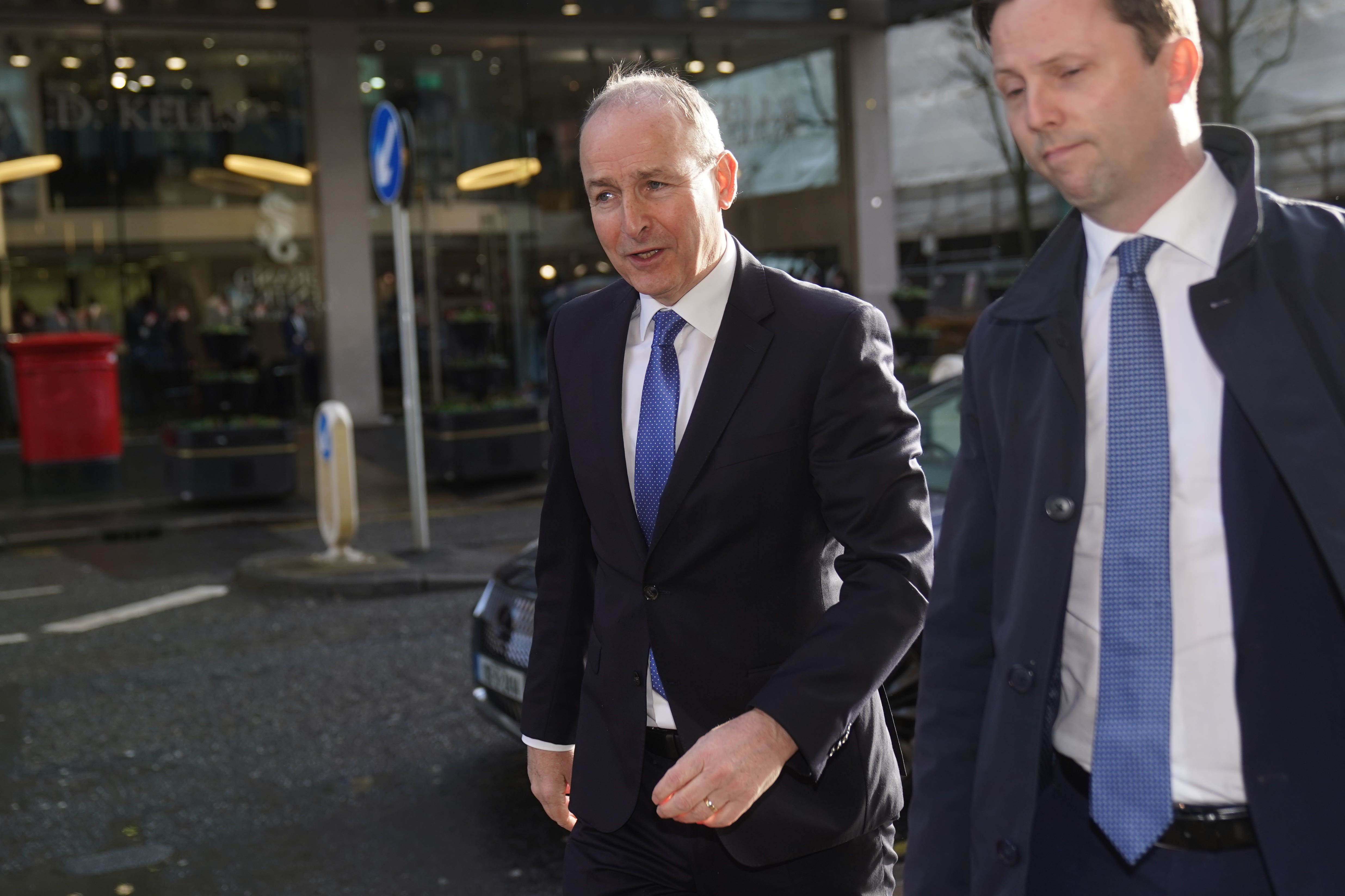 Tanaiste Micheal Martin arrives at the Grand Central Hotel in Belfast for meetings with Stormont political leaders. Picture date: Friday February 3, 2023.