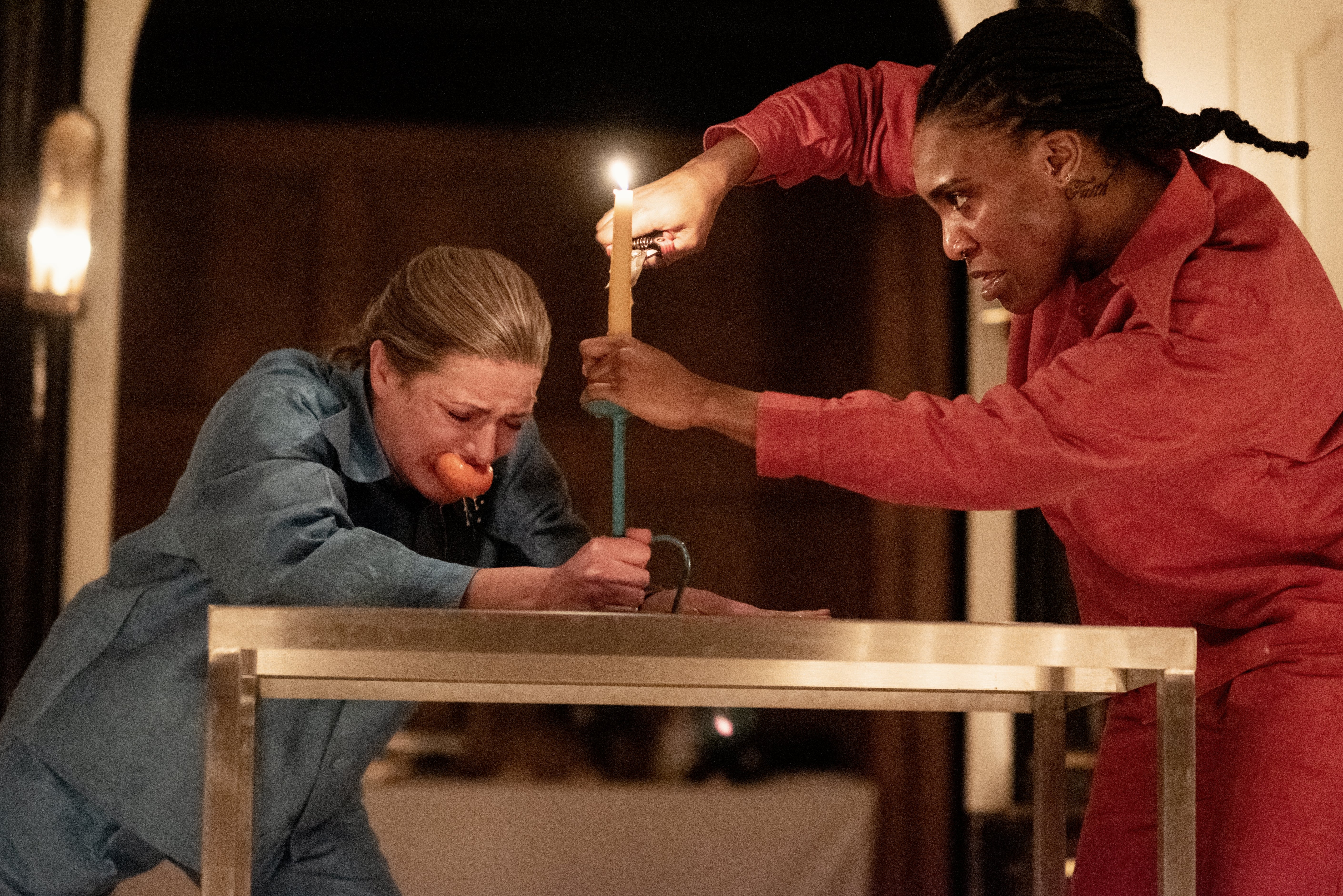 Katy Stephens and Kibong Tanji in ‘Titus Andronicus'