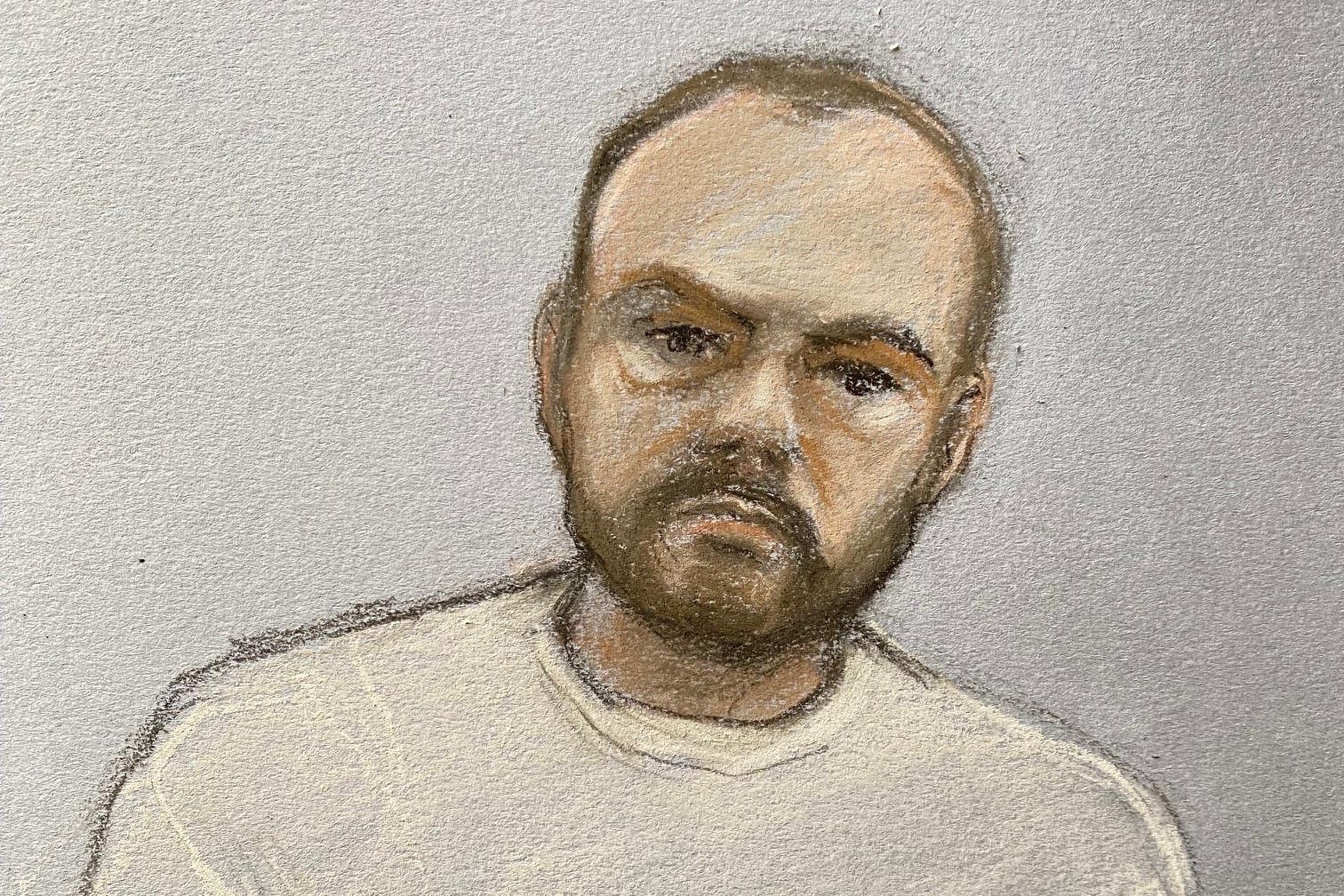 Court sketch of David Bodill (Elizabeth Cook/PA)