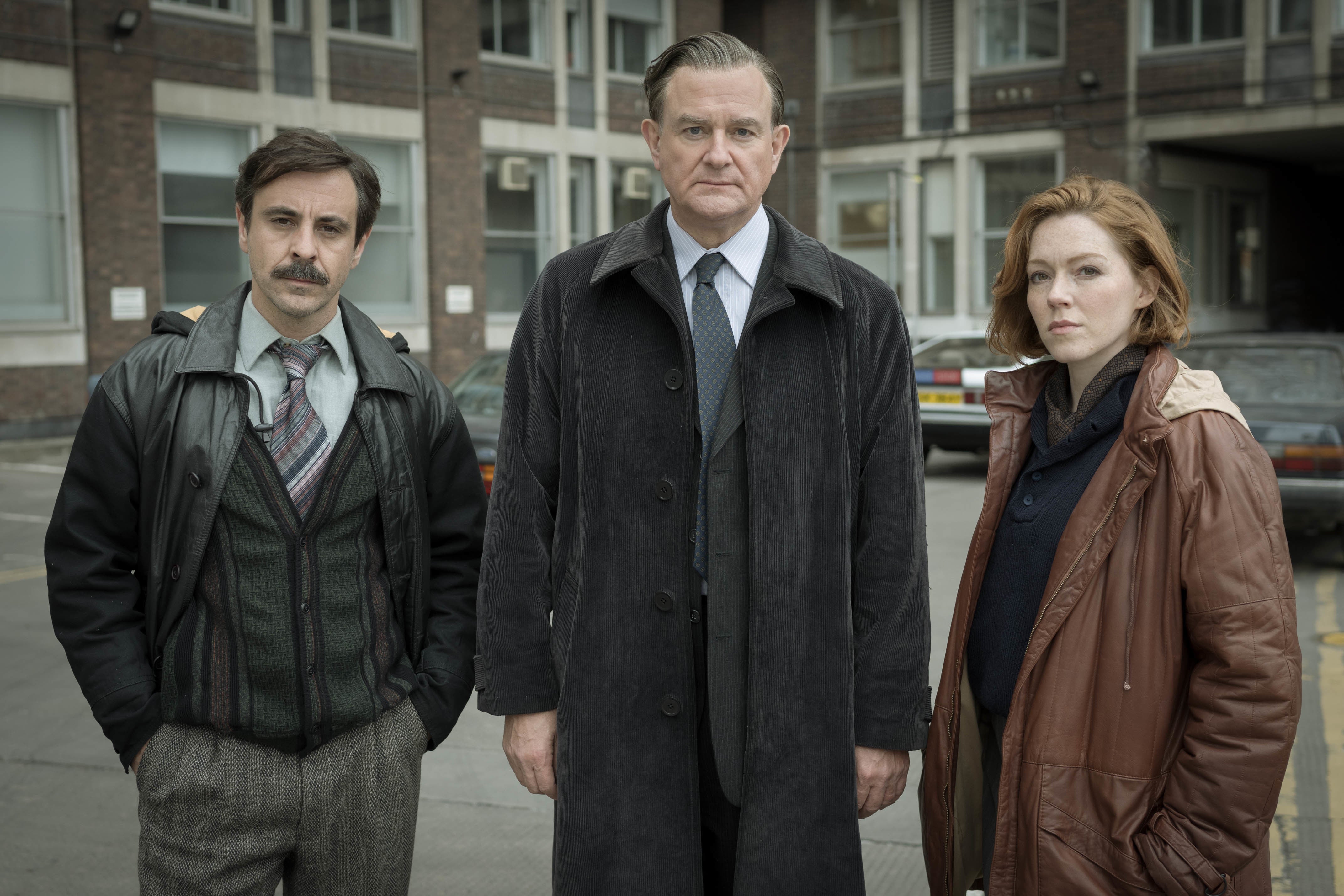 Emun Elliott, Hugh Bonneville and Charlotte Spencer in ‘The Gold’