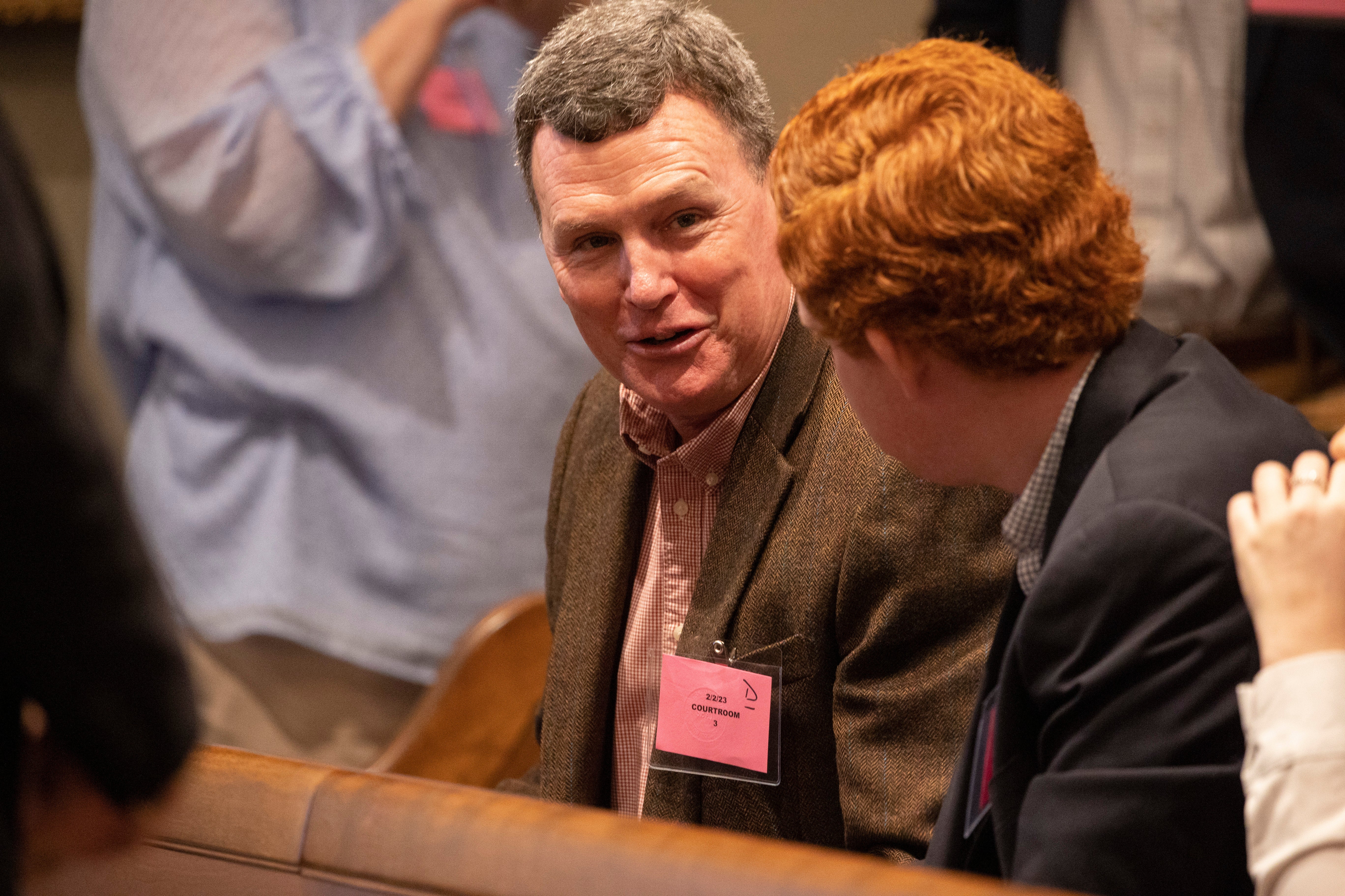 Randy Murdaugh talks with his nephew Buster Murdaugh during the double murder trial