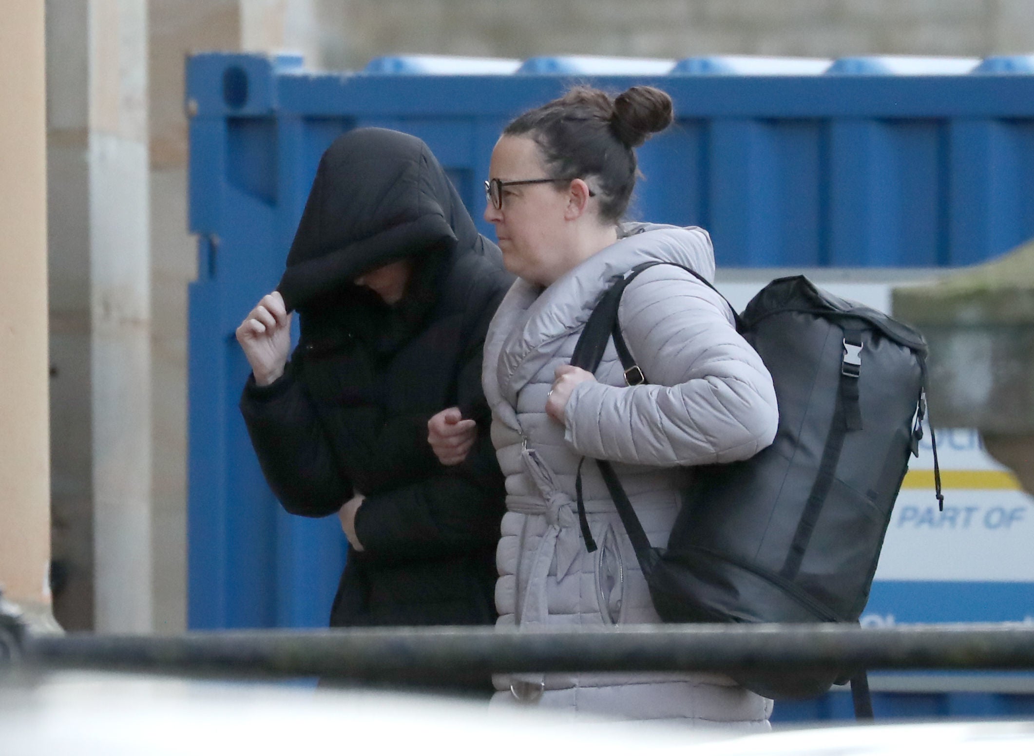 Travel agent Lyne Barlow (left) arrives at Durham Crown Court