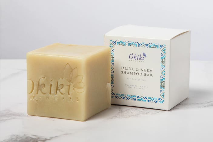 Okiki Skincare olive oil and neem shampoo bar