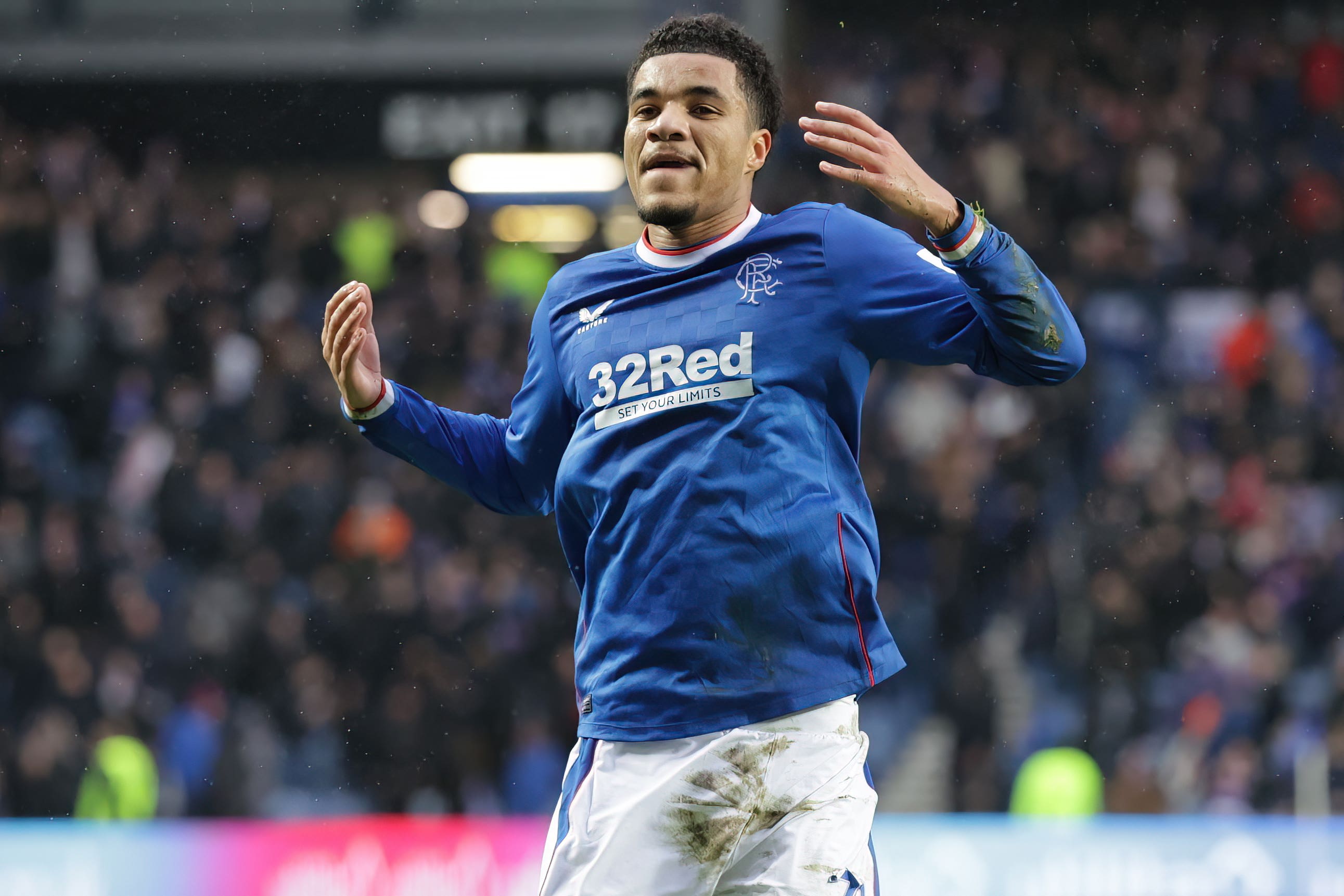 Malik Tillman celebrates after opening the scoring for Rangers against Ross County (Steve Welsh/PA)