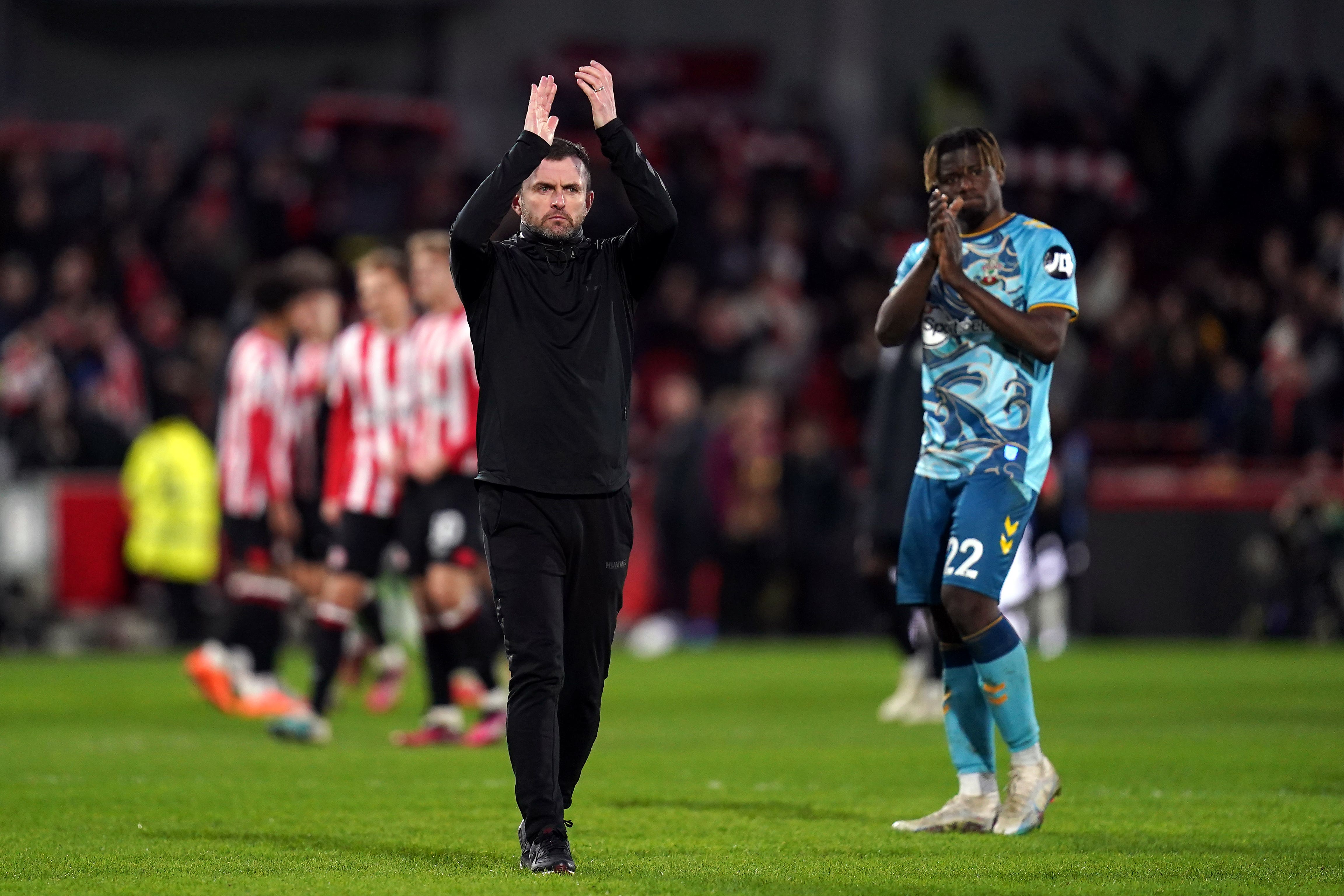 Southampton manager Nathan Jones applauds supporters (John Walton/PA)