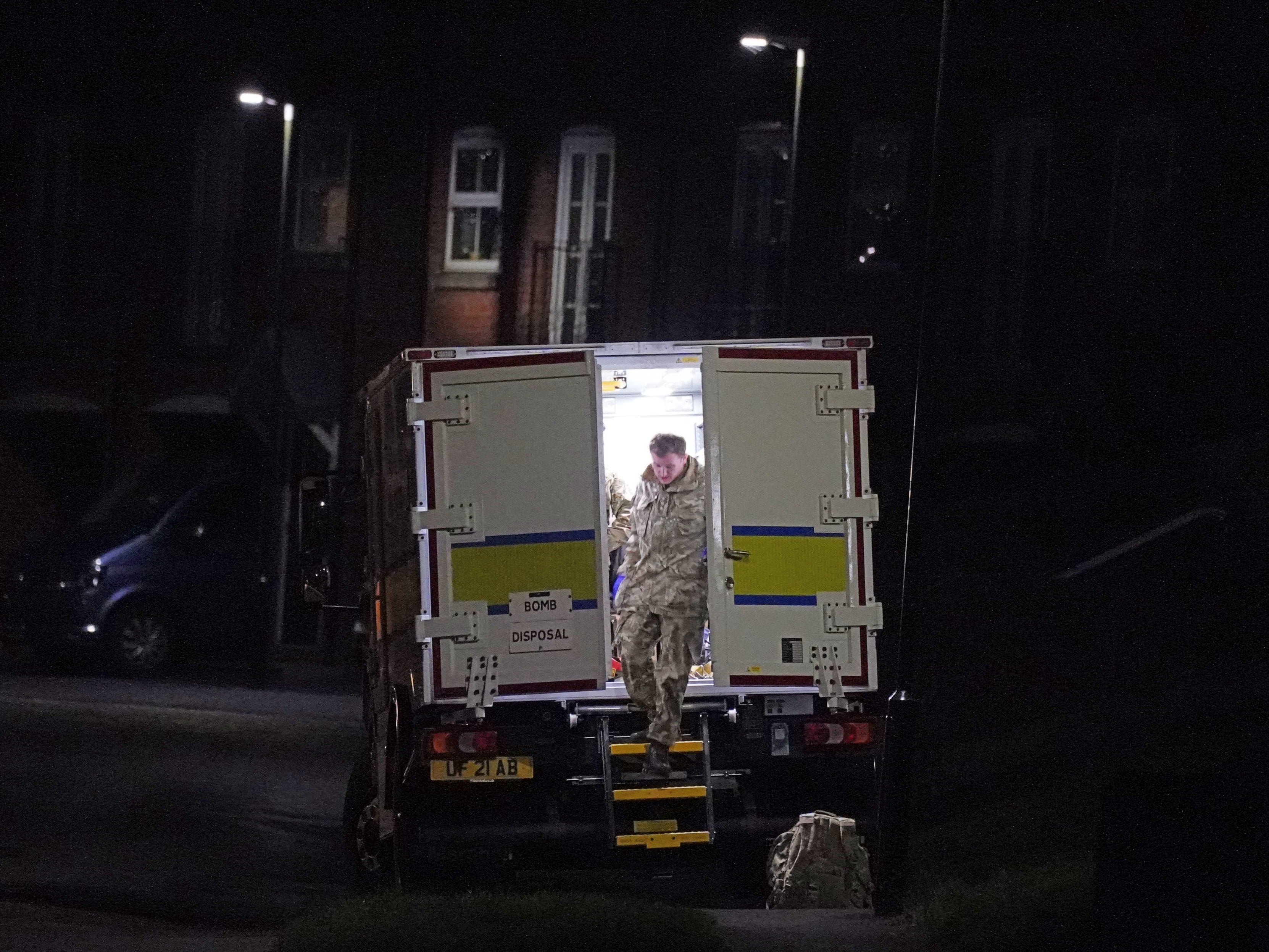 An Explosive Ordnance Disposal team at Acorn Drive