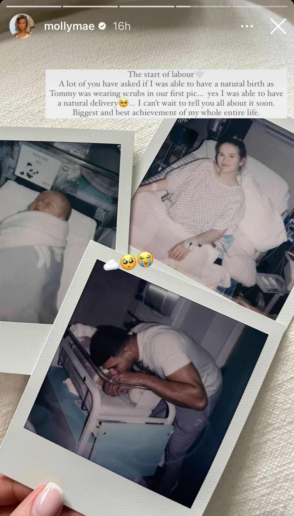 The reality TV star posted a collection of polaroid pictures taken after daughter Bambi was born