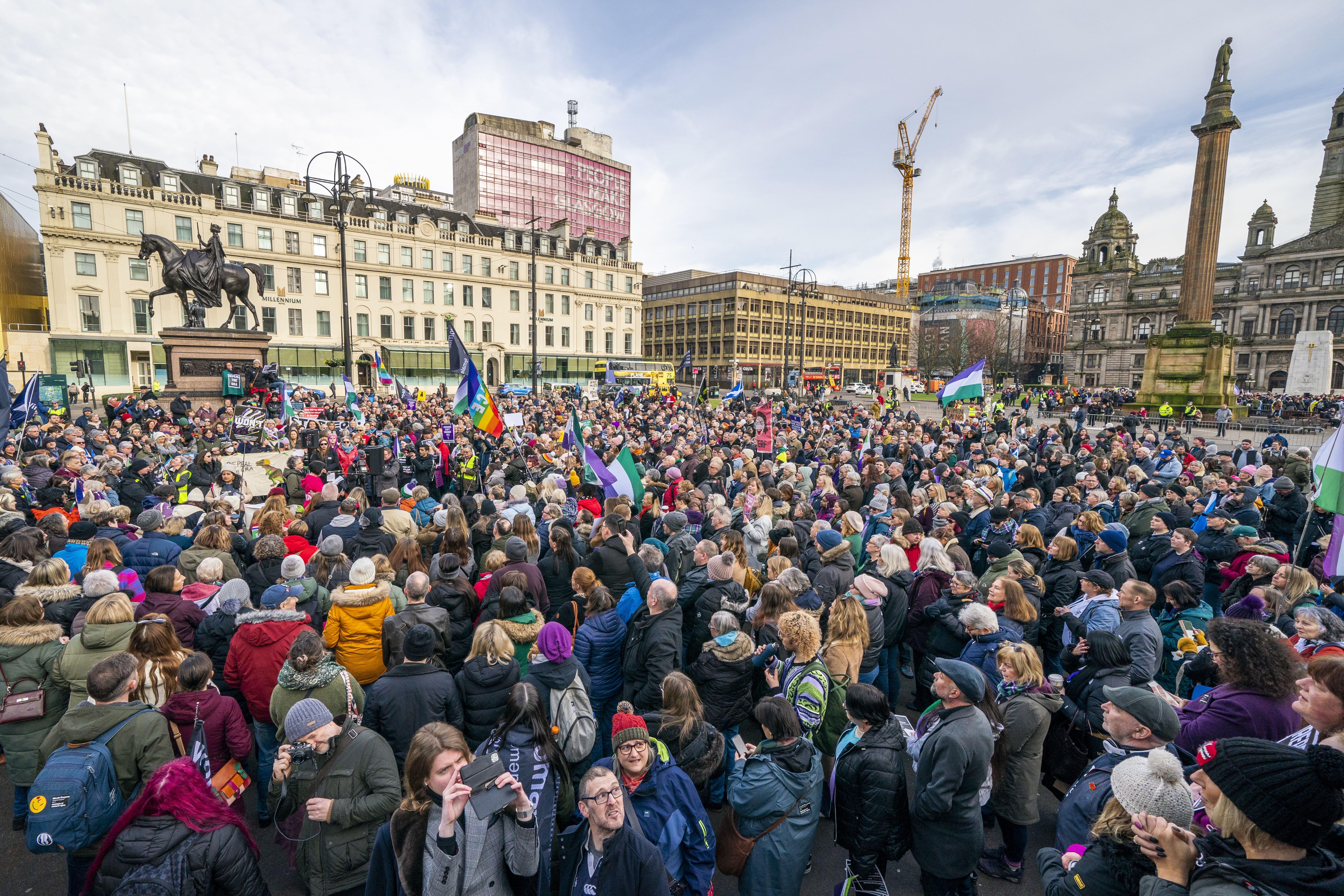 Hundreds turned out both against and in favour of reforms to gender recognition legislation (Jane Barlow/PA)