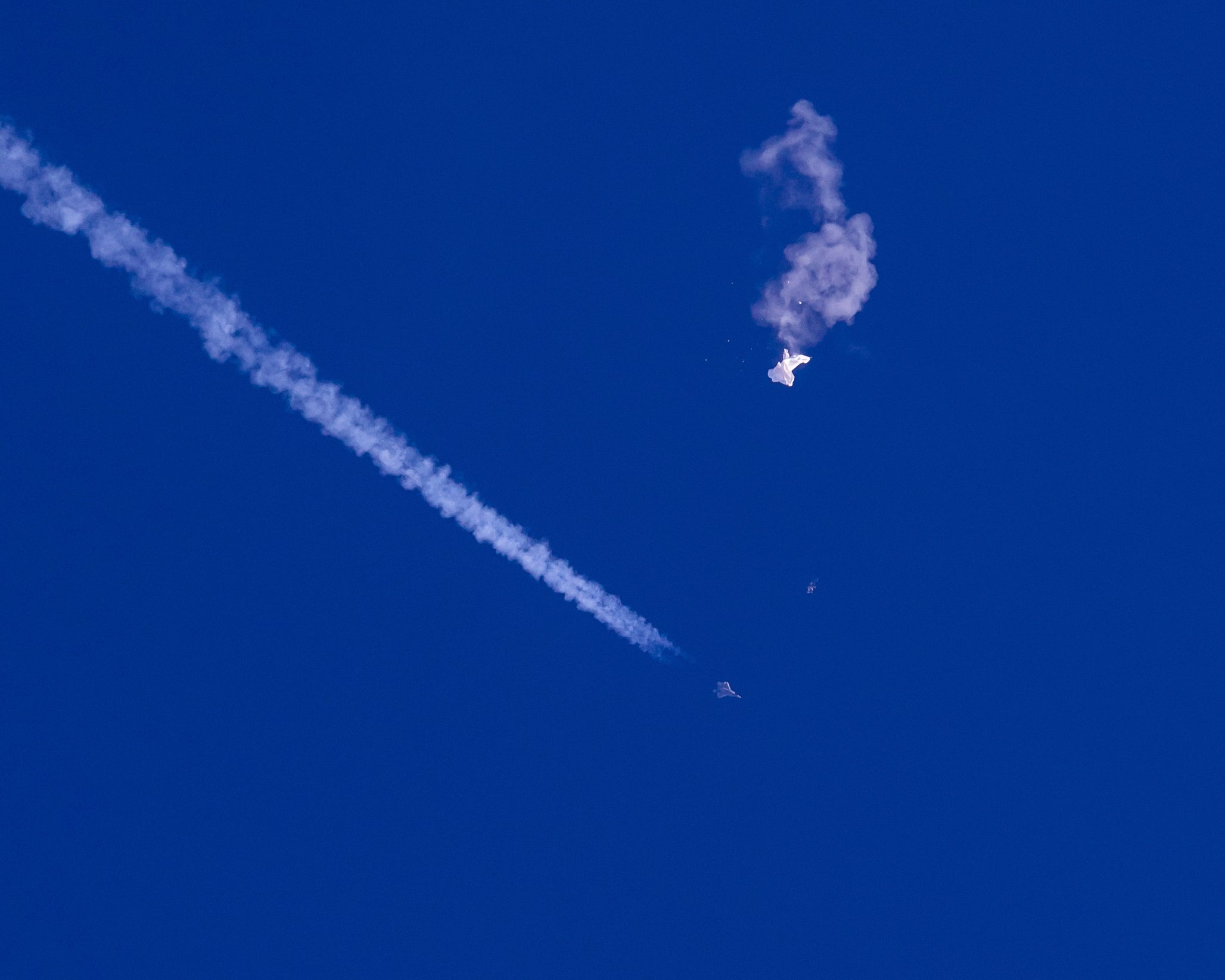 The balloon after it was struck by a missile on Saturday