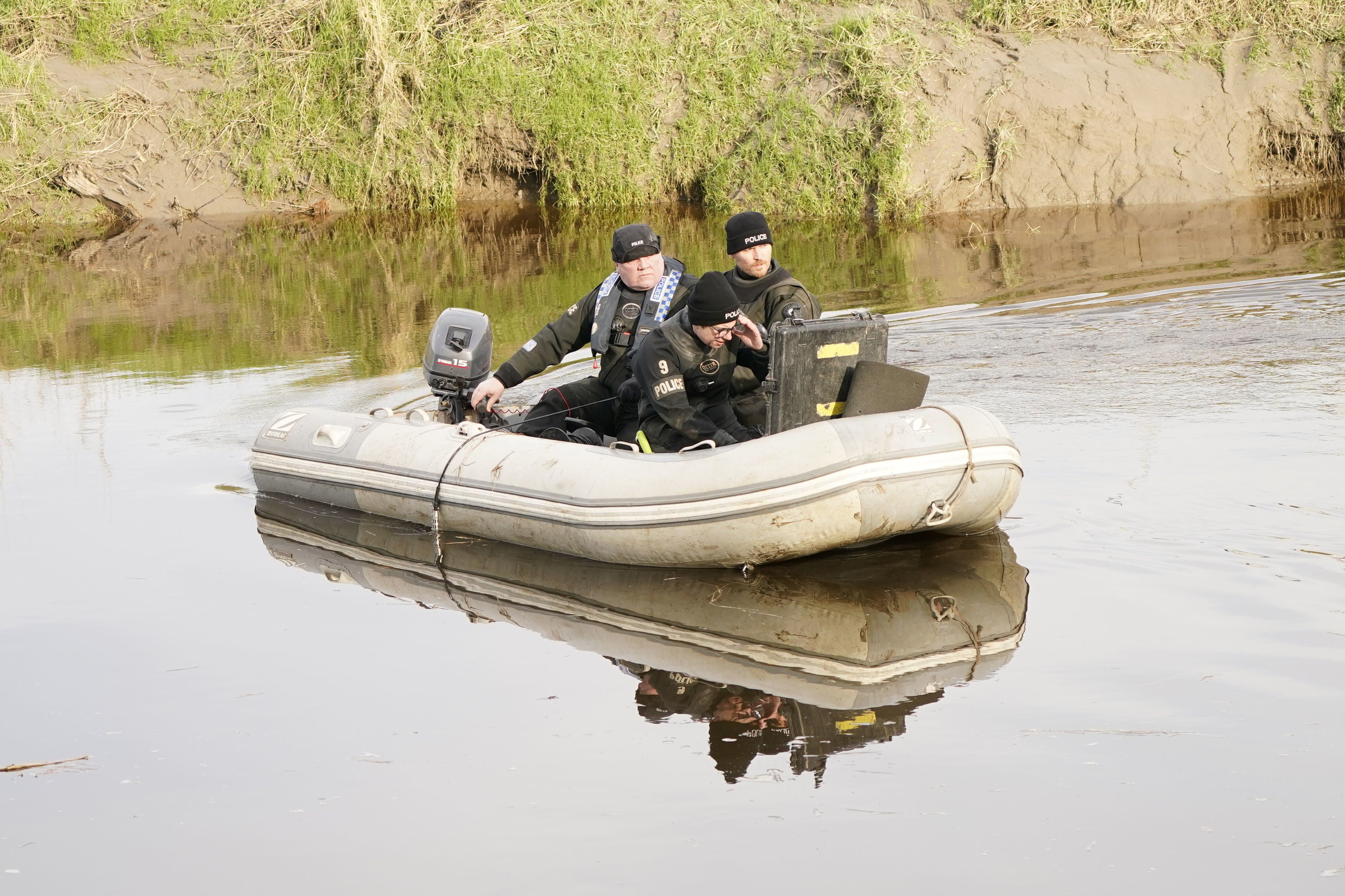 Police search teams on the River Wyre at Ratten Row