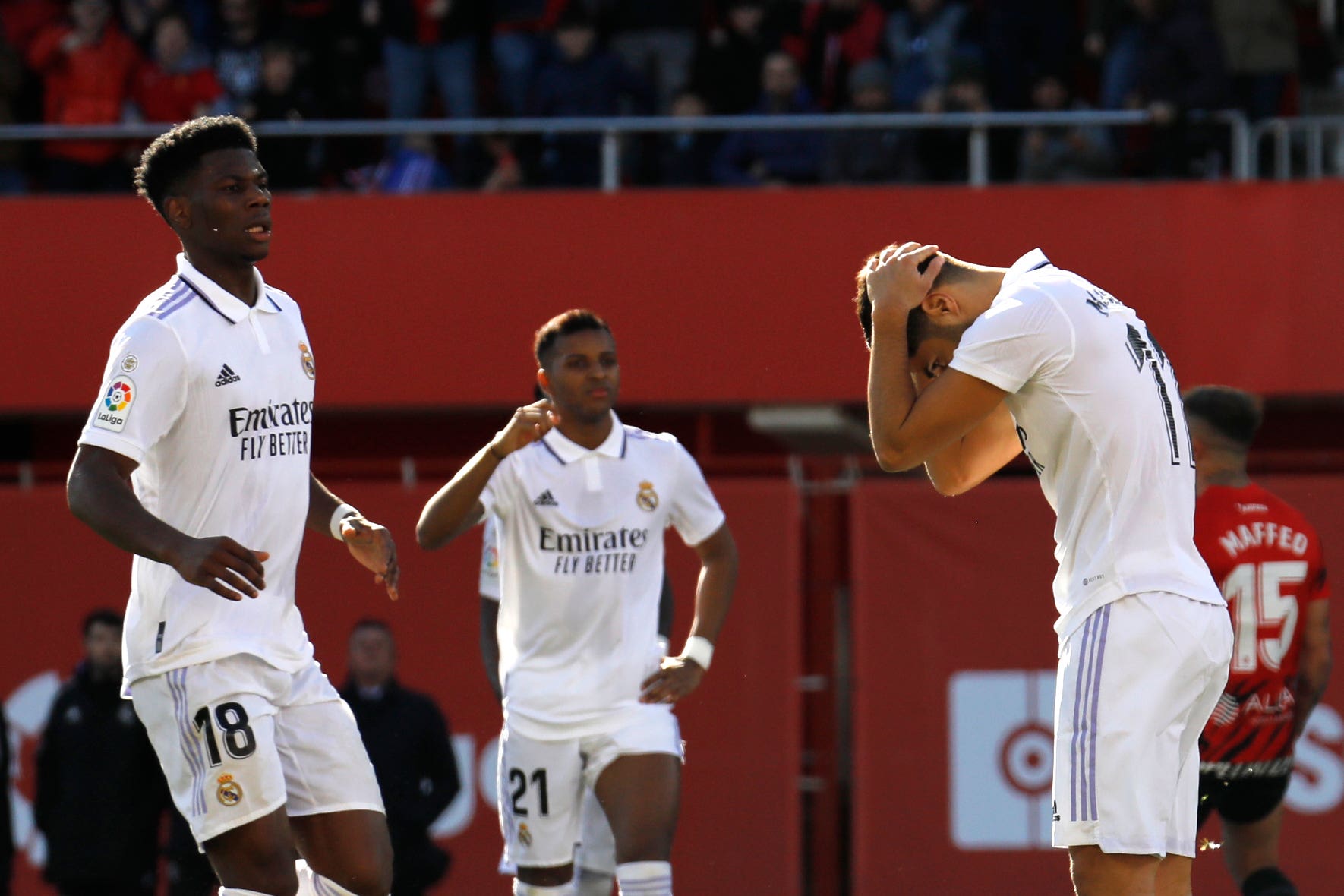 Marco Asensio (right) saw his penalty saved (Francisco Ubilla/AP)