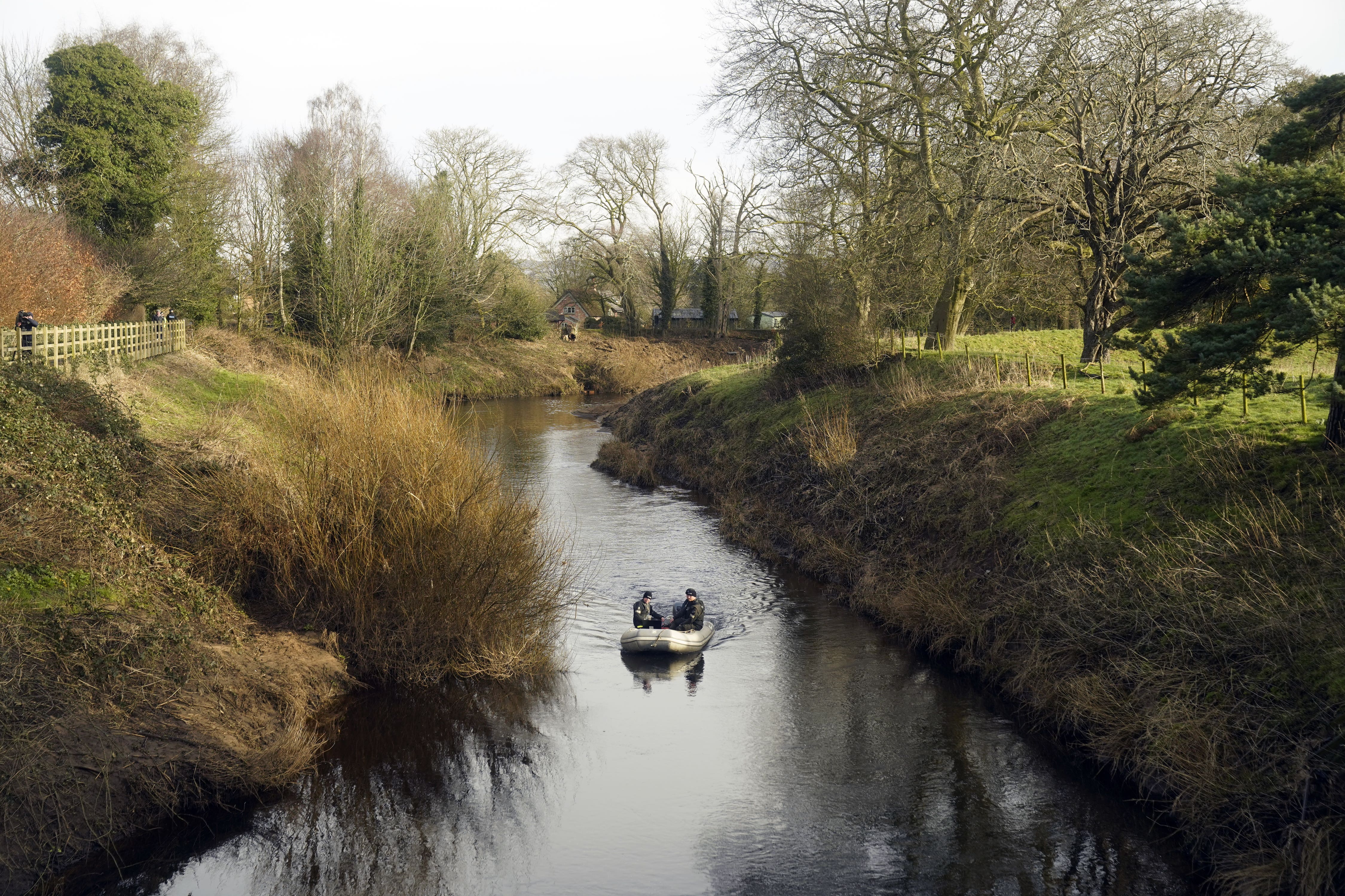 Police search teams on the River Wyre in St Michael’s on Wyre (Danny Lawson/PA)