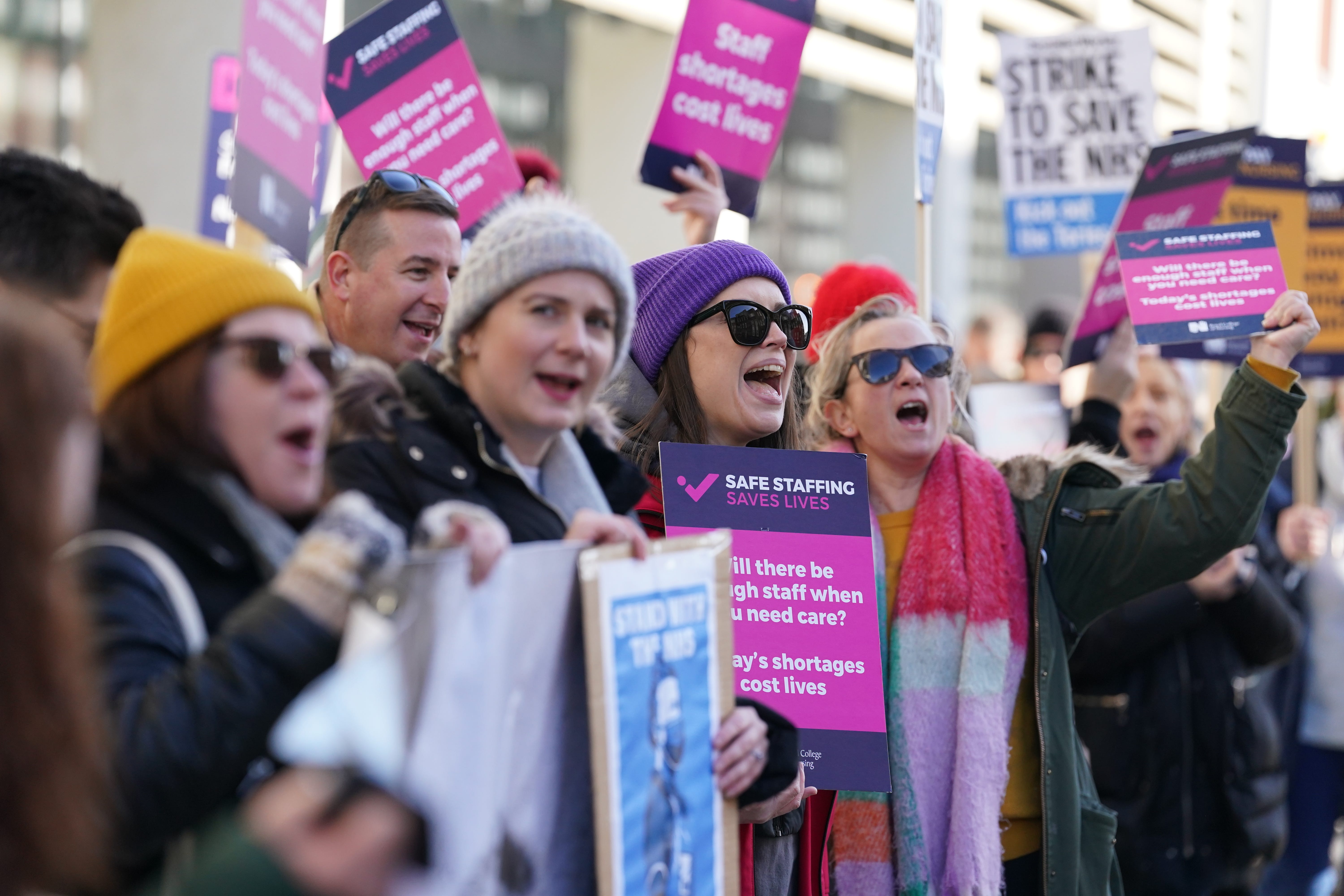 Nurses and ambulance staff are staging the largest walkout in NHS history (Gareth Fuller/PA)