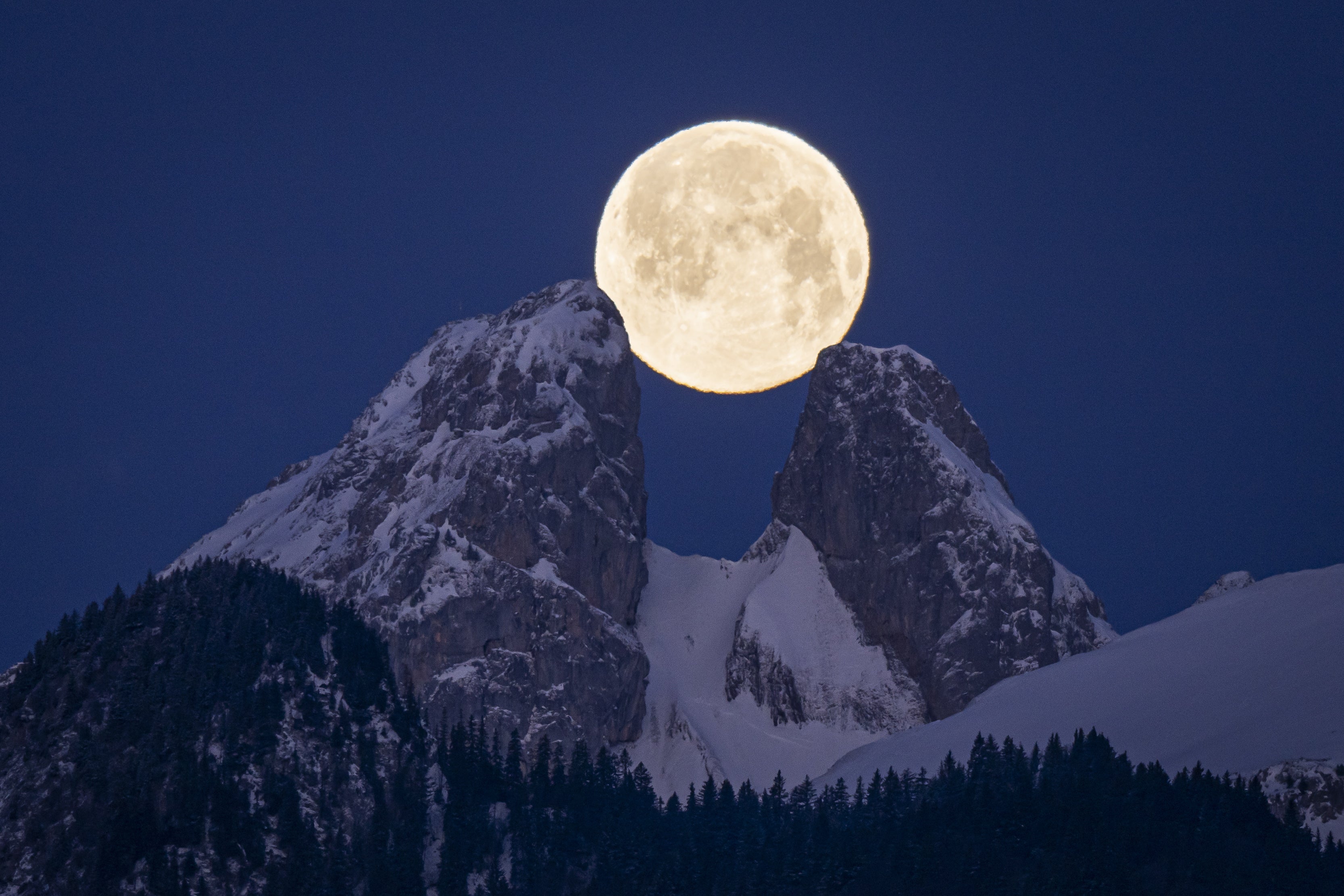 The twin peaks of Les Jumelles in Aigle, Switzerland