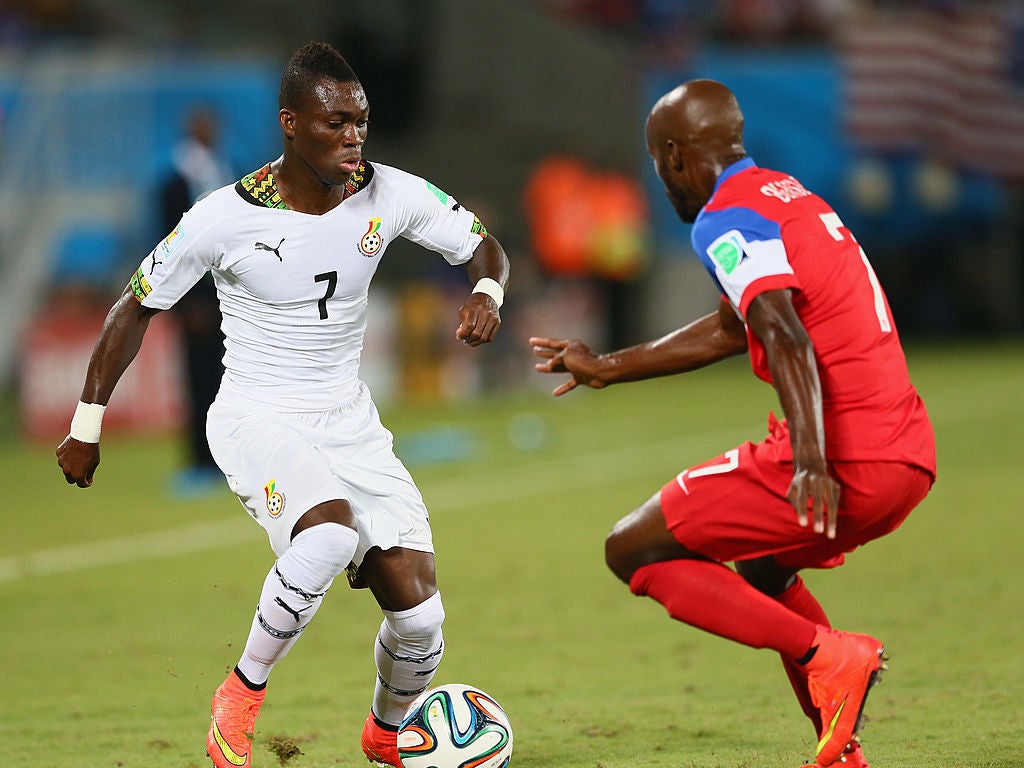 Christian Atsu in action for Ghana at the 2014 World Cup