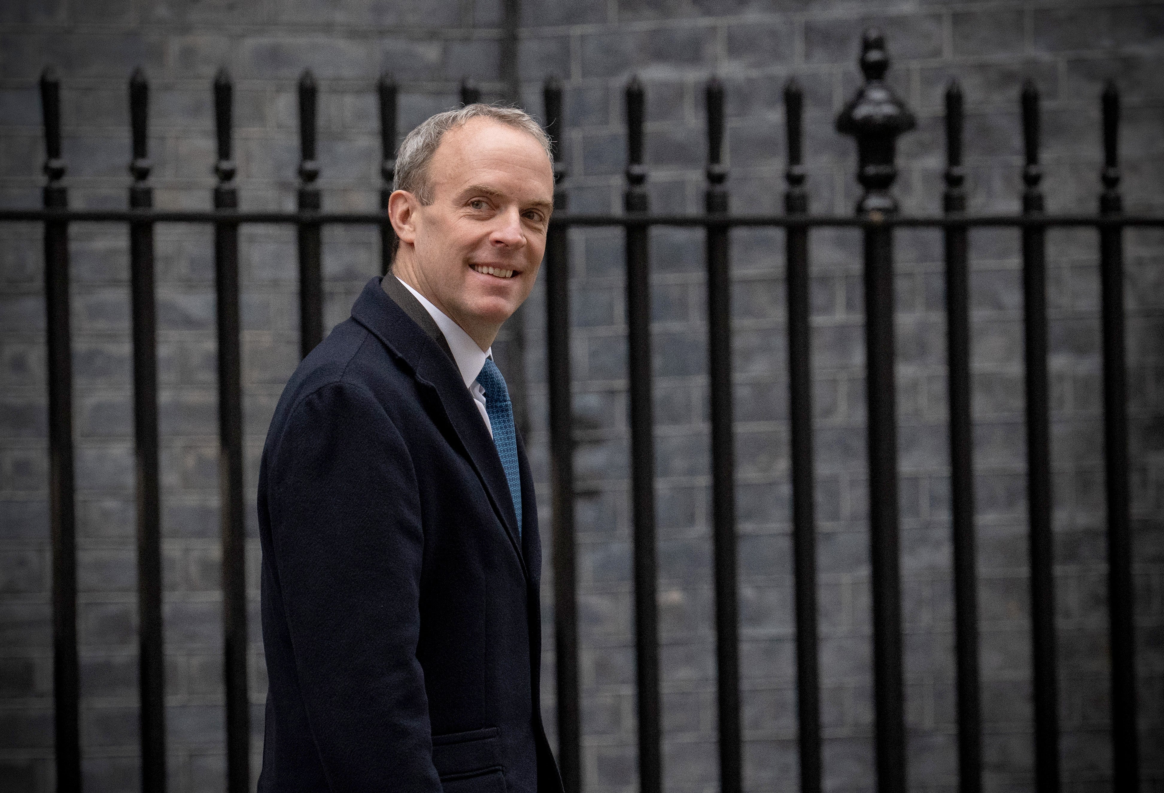 Dominic Raab looking pleased to have survived