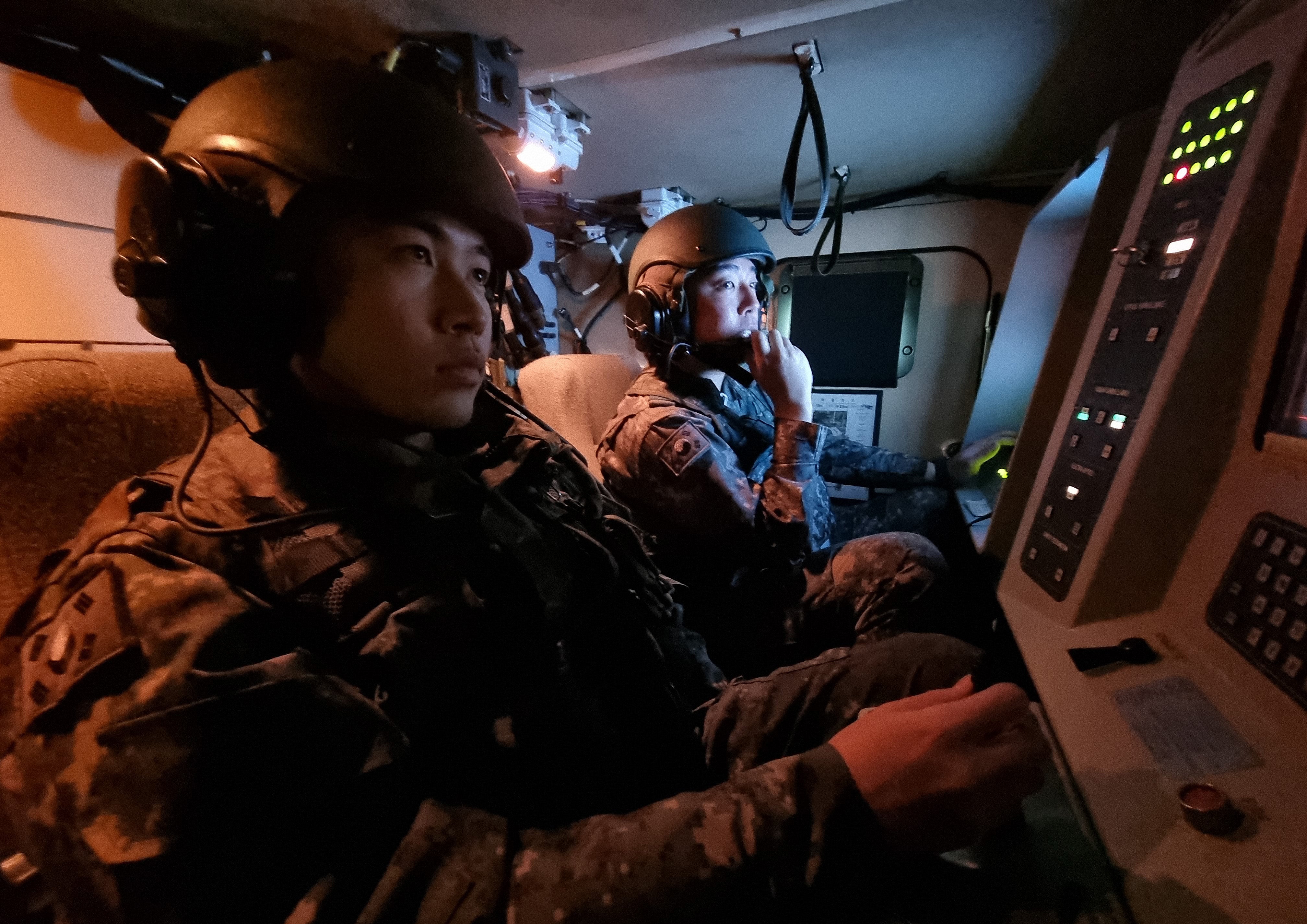 South Korean soldiers operating a Chunma short range air defence missile system