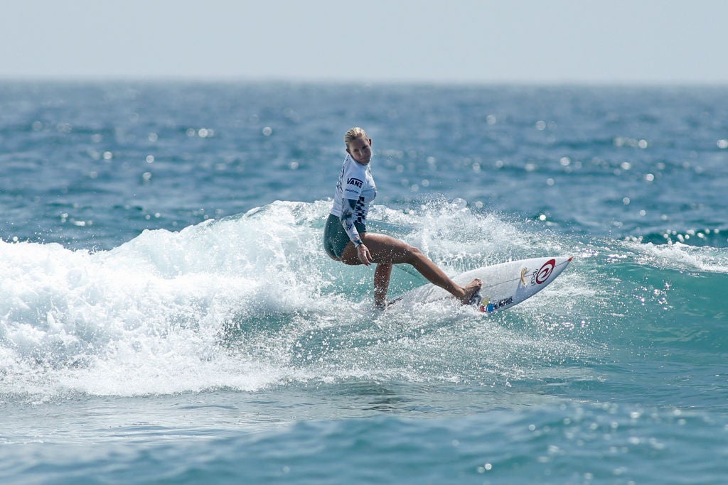 Bethany Hamilton competes in the 2019 VANS US Open of Surfing at Huntington State Beach