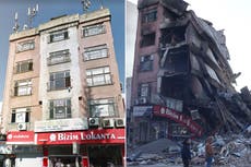 Before and after pictures show scale of devastation caused by Turkey earthquake