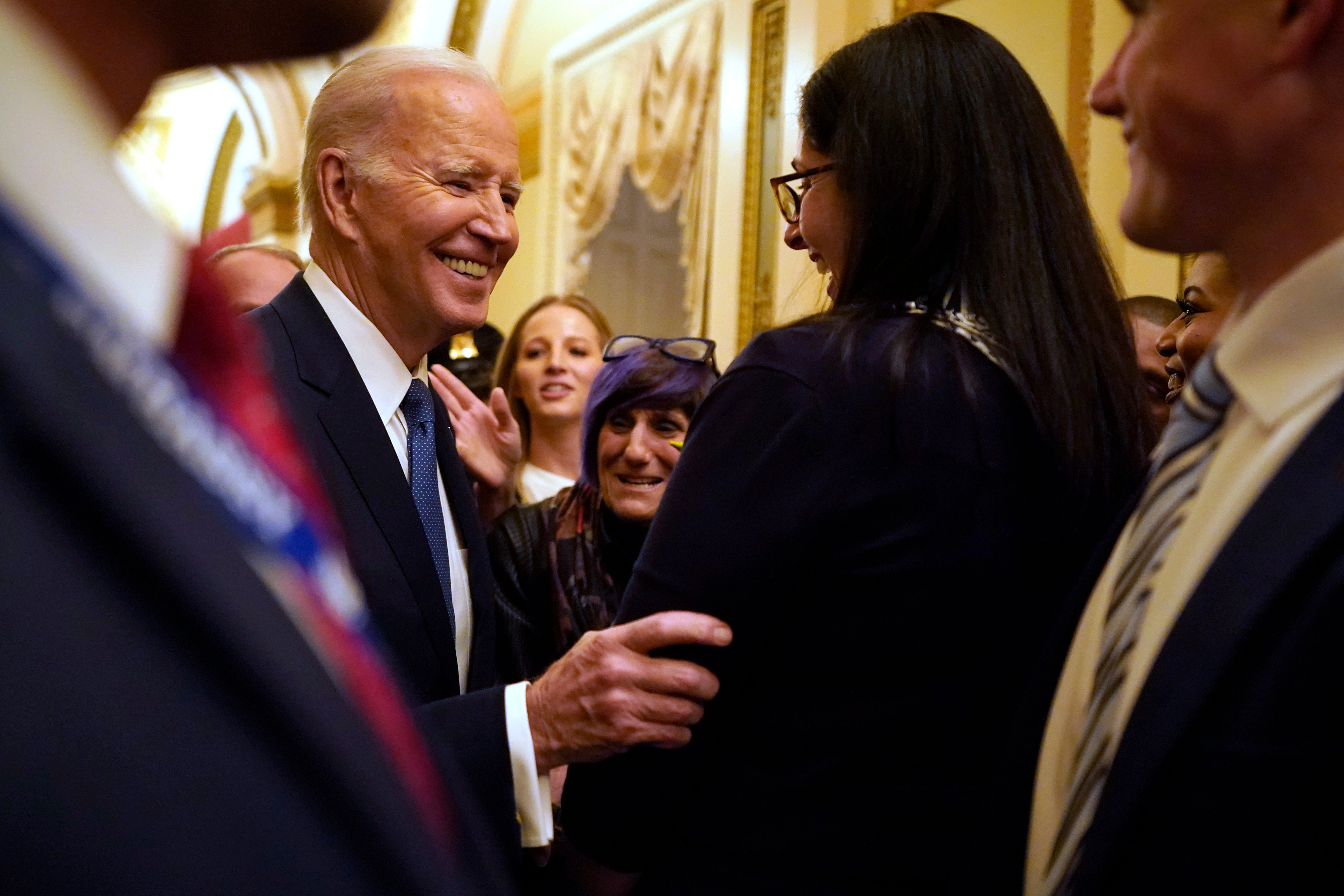 Watch Biden ‘work the room’ after State of the Union address