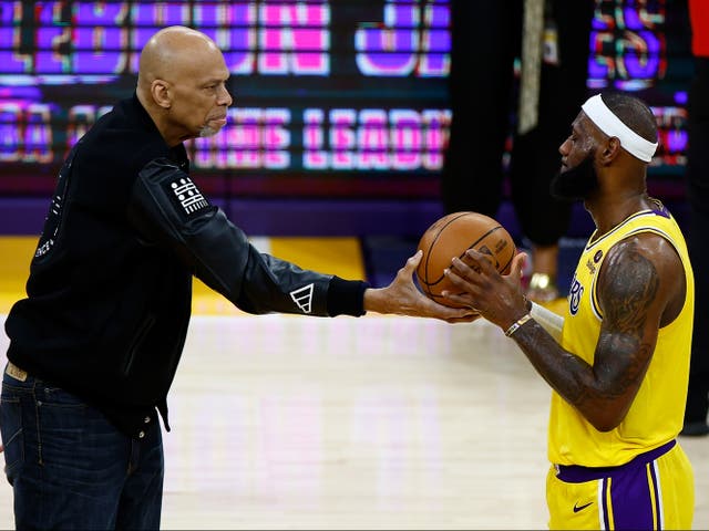 <p>LeBron James (right) is now the NBA’s leading all-time point scorer, surpassing Kareem Abdul-Jabbar </p>