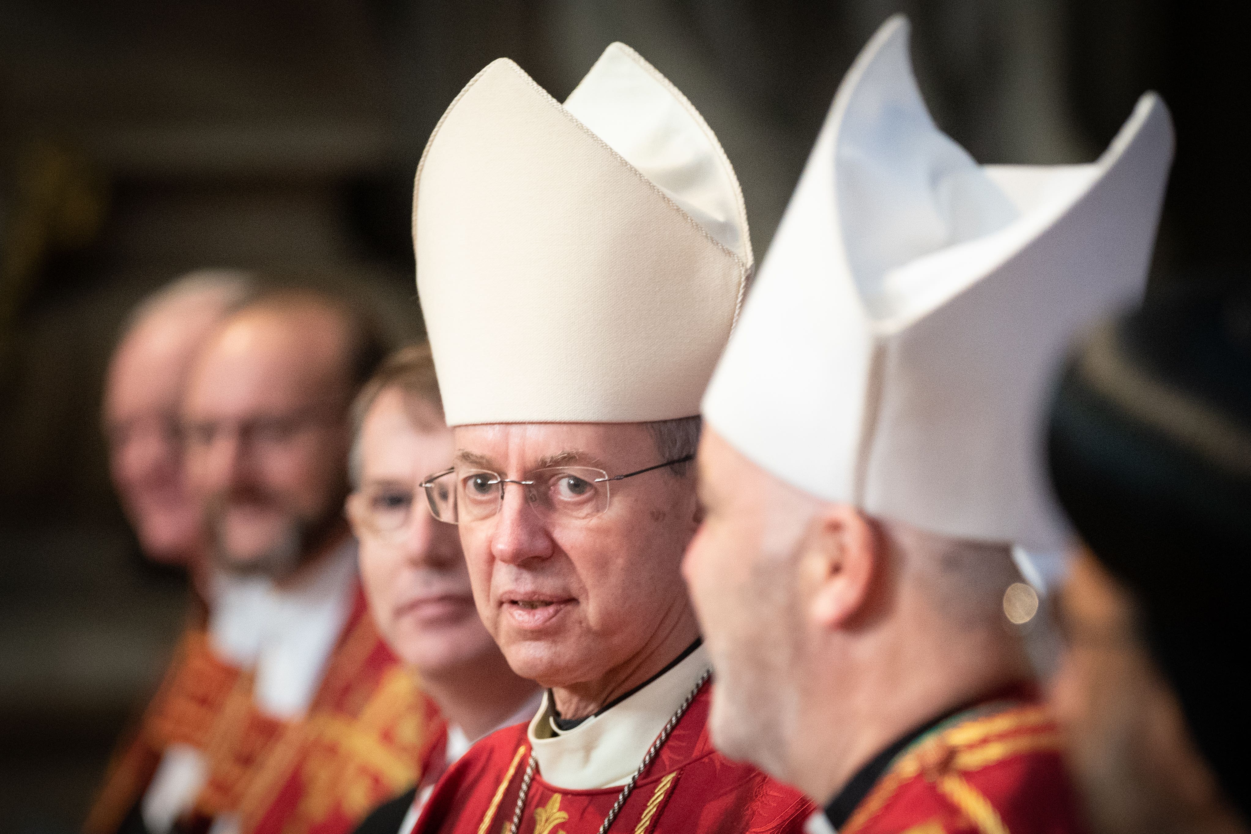 A protest outside a meeting of the Church of England General Synod has called for an end to discrimination against gay people (Stefan Rousseau/PA)