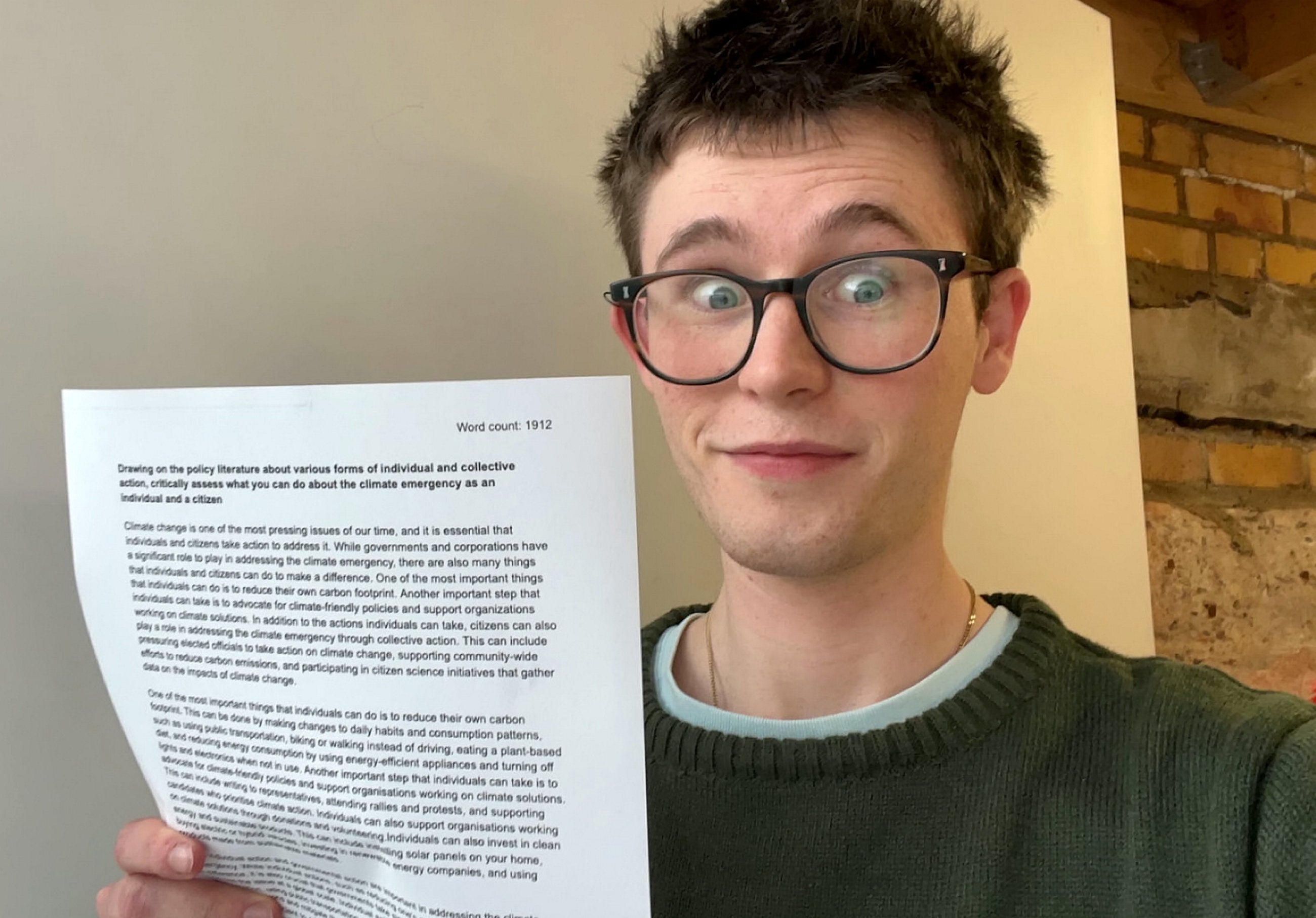 Pieter asked a lecturer to mark his assessment and was stunned when the tutor said they’d have given it a score of 53 - a 2/2