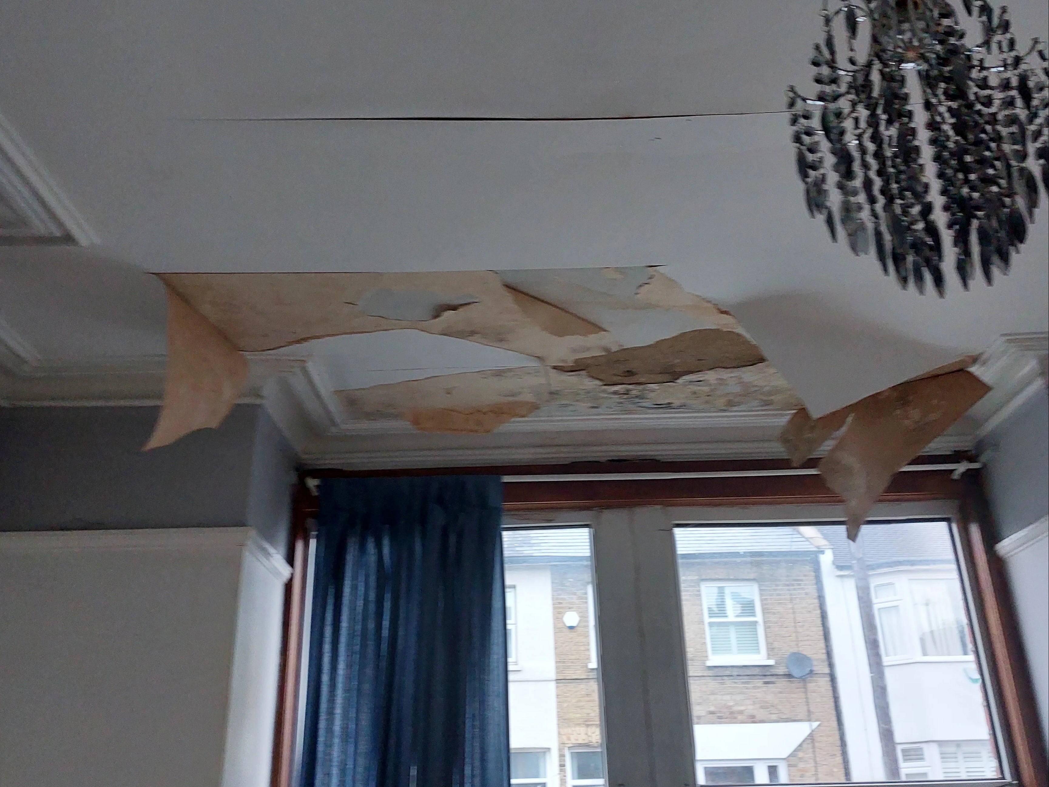 Sabrena Rahman’s flat is inhabitable after part of the ceiling collapsed due to a leak from the upstairs flat