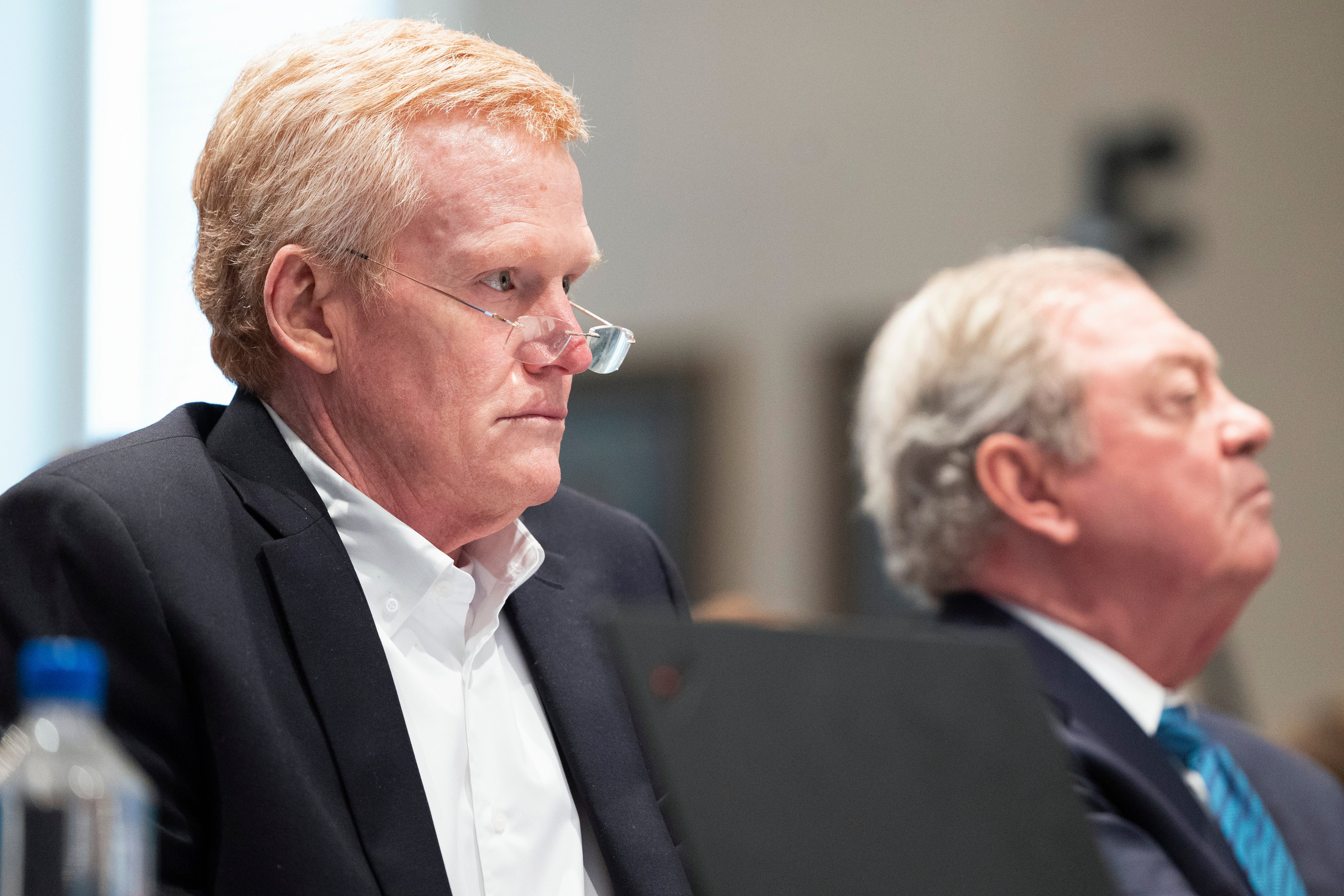 Alex Murdaugh listens during his double murder trial at the Colleton County Courthouse on Tuesday