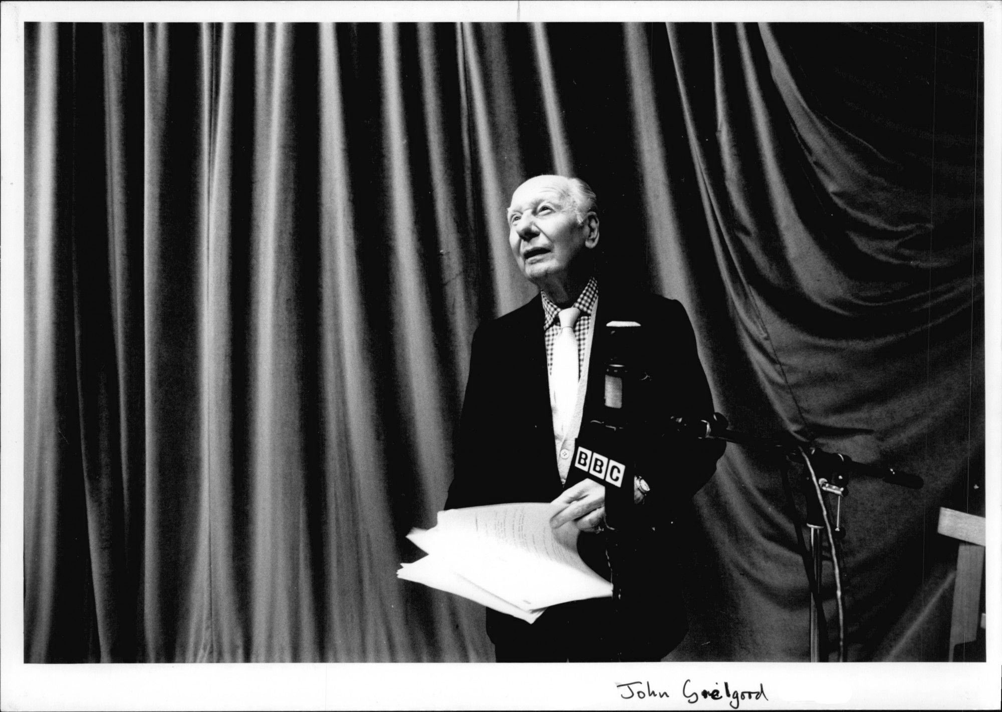 John Gielgud at the BBC World Service.