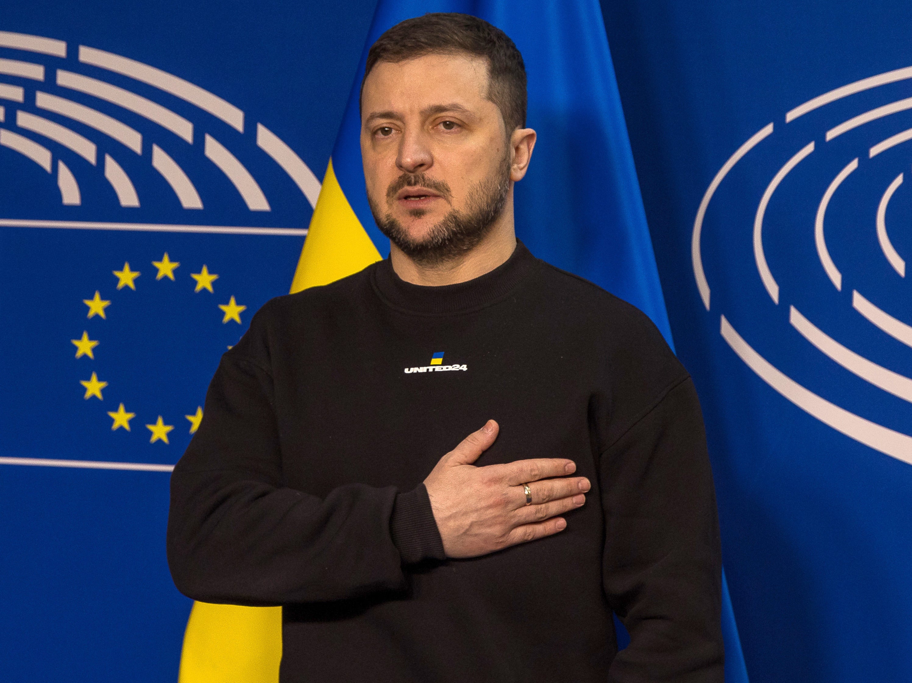 Ukraine’s President Zelensky took his plea for jets to the EU on Thursday