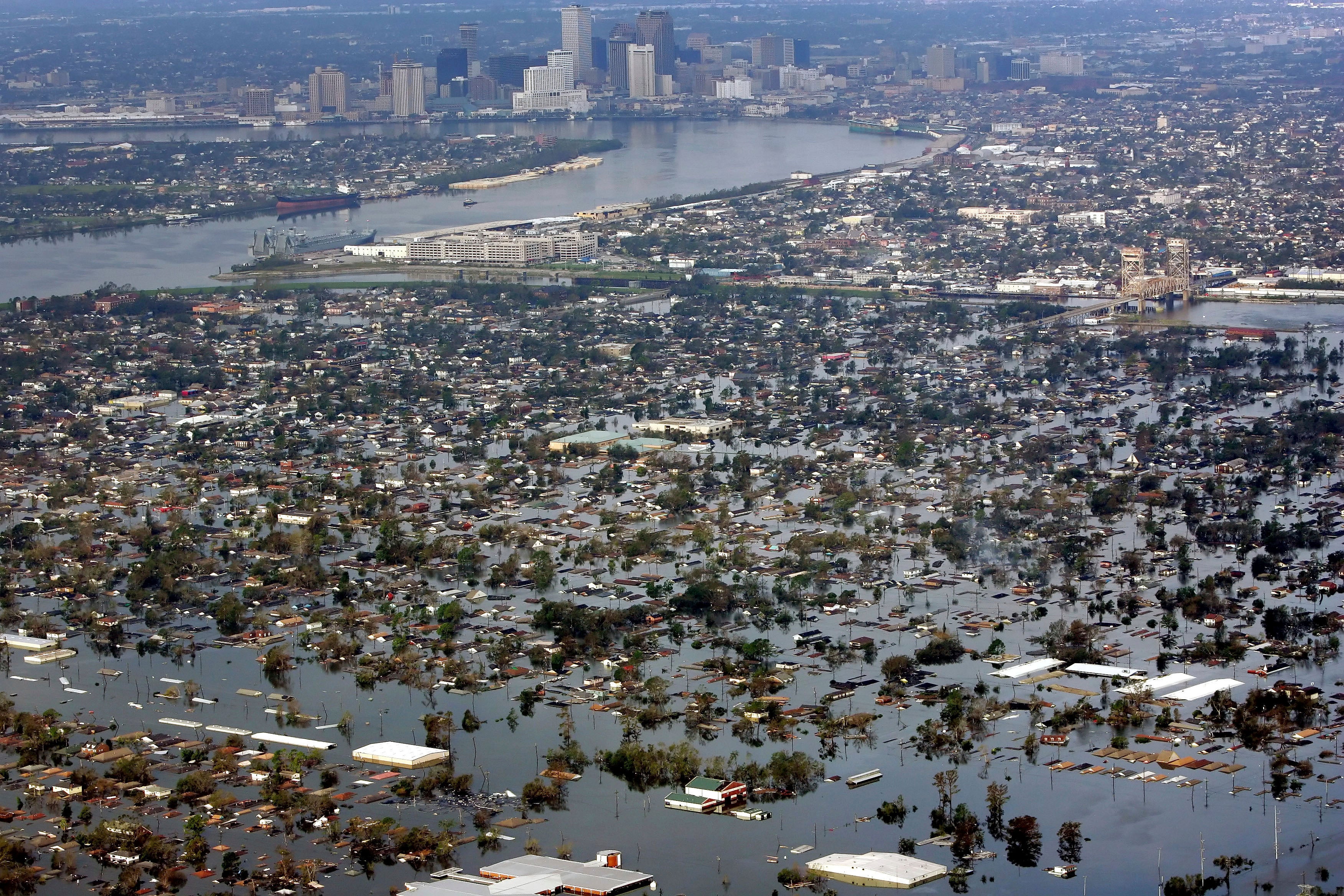 Flooding from Hurricane Katrina inundated part of New Orleans in August 2005, killing 1,400 people