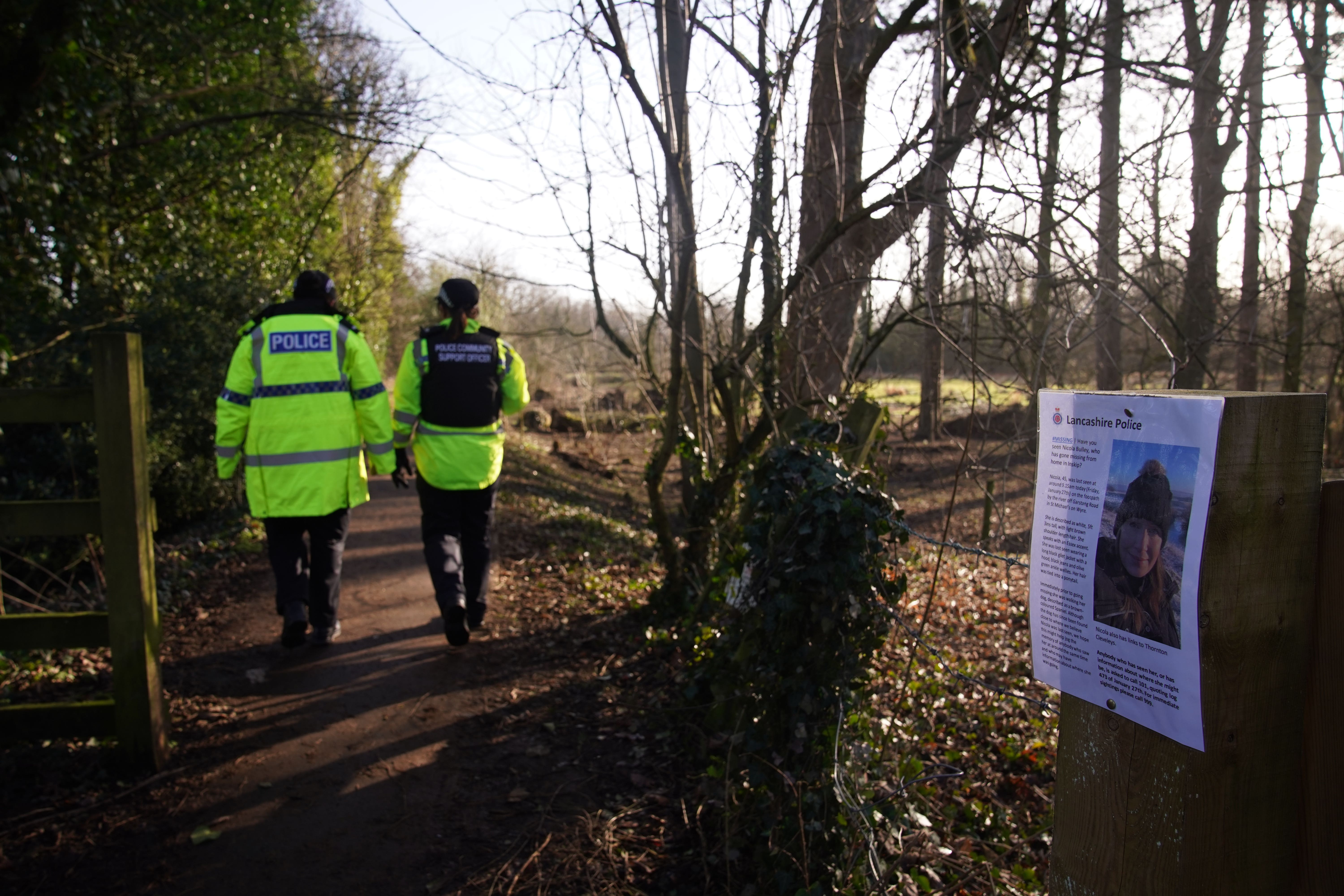 Police community support officers in St Michael’s on Wyre, Lancashire (Peter Byrne/PA)