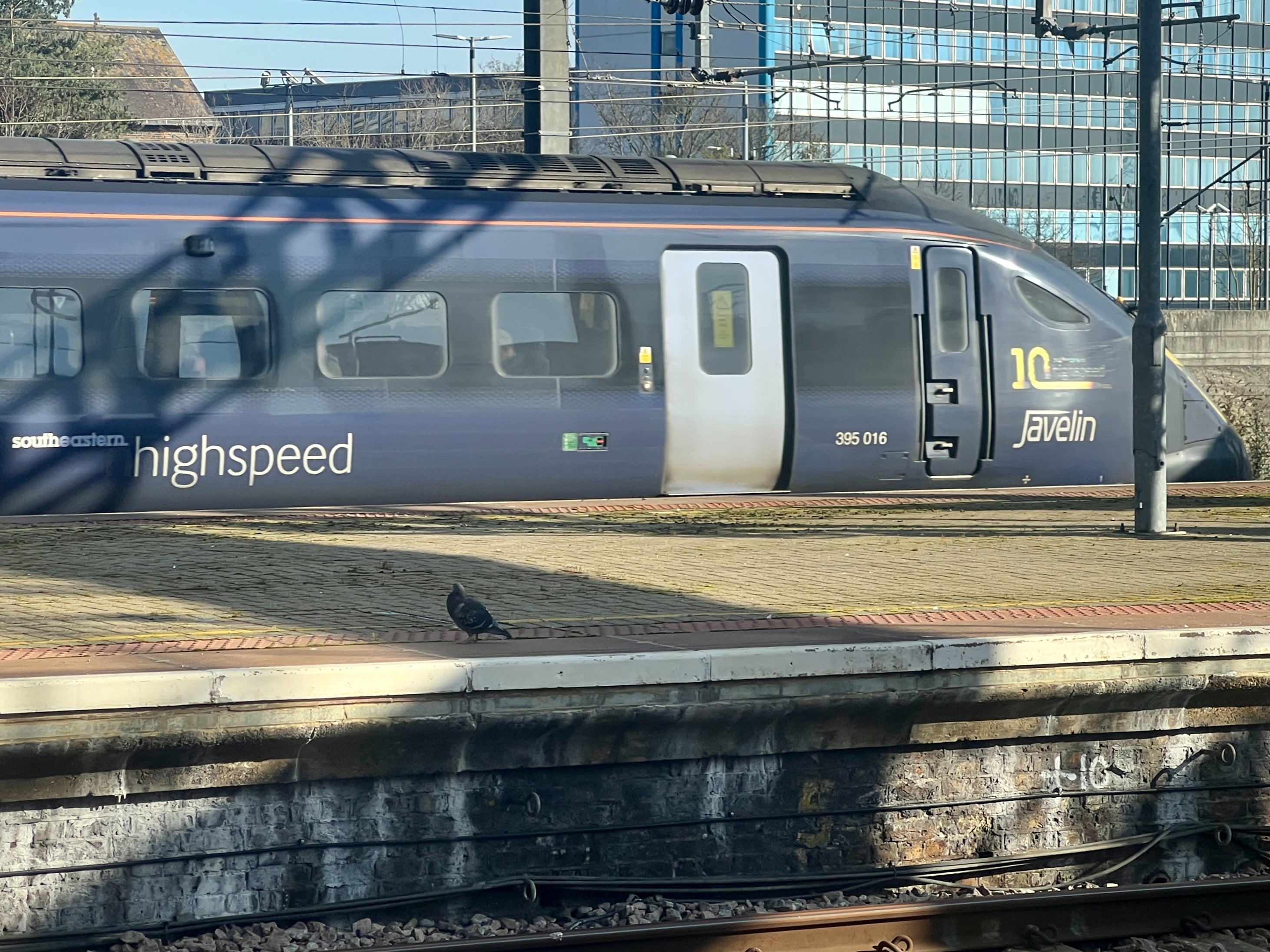 Domestic only: A Southeastern Javelin train at Ashford International in Kent. The part of the station serving Continental Europe is currently mothballed