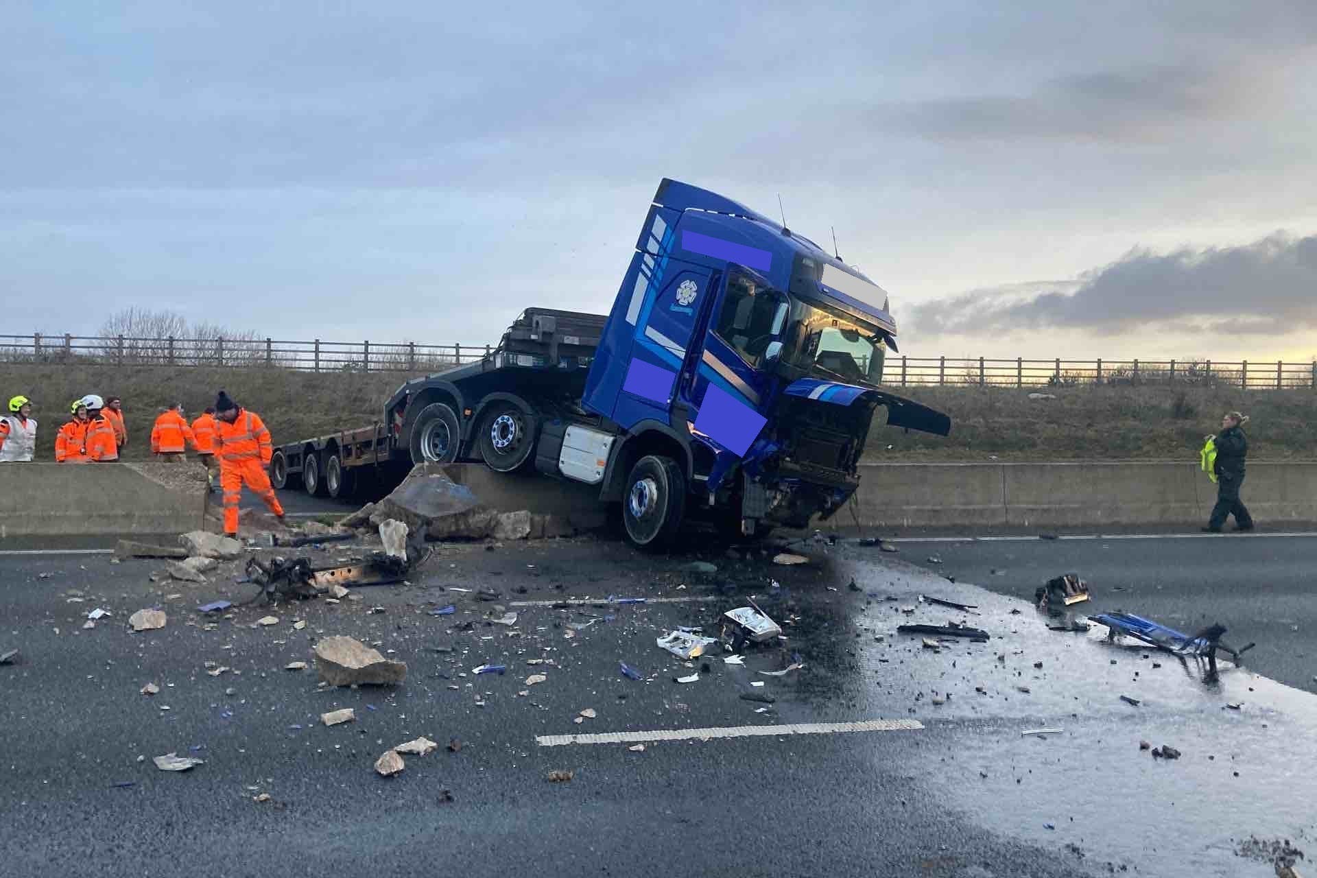 A collision on the A1M motorway in North Yorkshire (National Highways/PA)