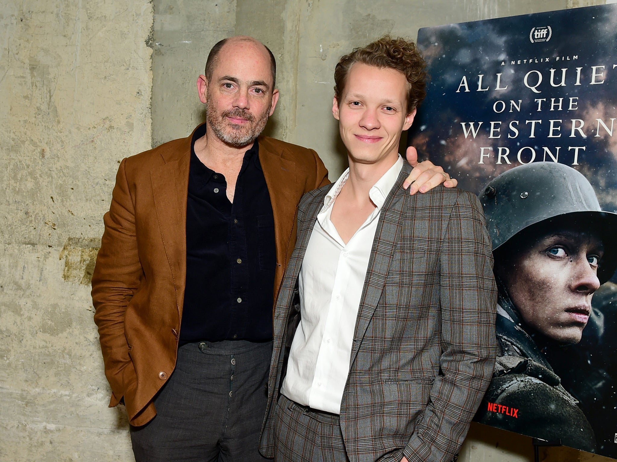 Edward Berger and Felix Kammerer at an awards event for ‘All Quiet on the Western Front’ in December