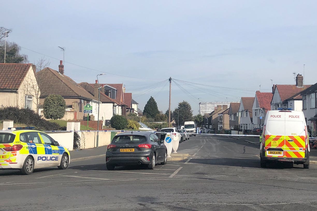 A police cordon at the scene in Pembroke Road, Erith, south-east London (Lauren Shirreff/PA)