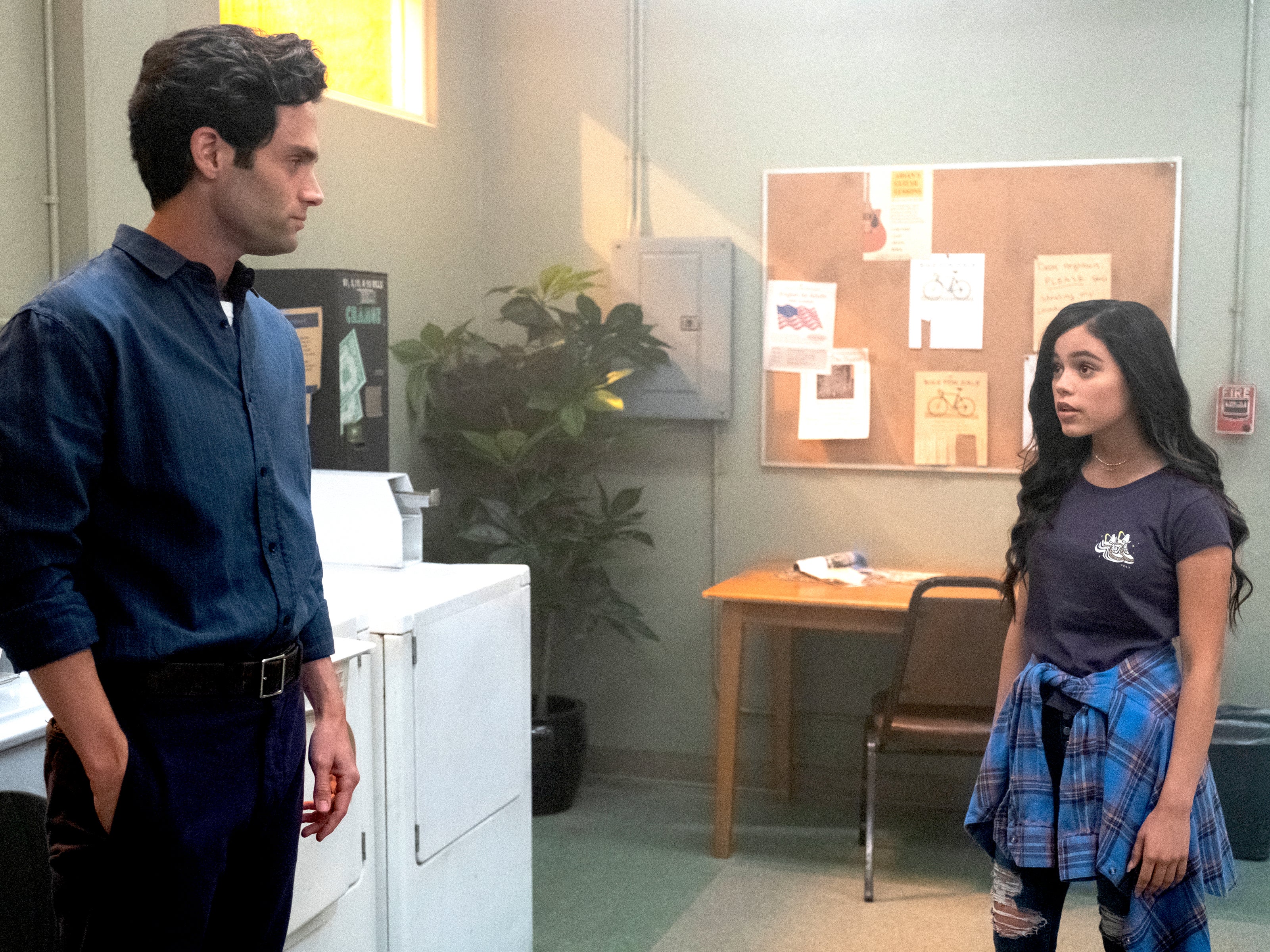 Penn Badgley and Jenna Ortega in ‘You’