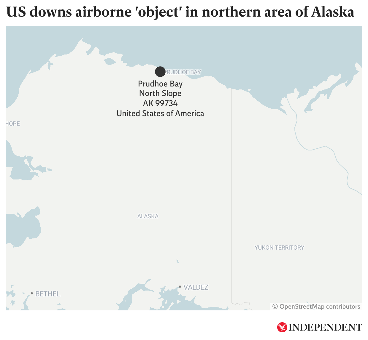 Map of location in Alaska near where US fighter jets shot down latest high-altitude ‘object’