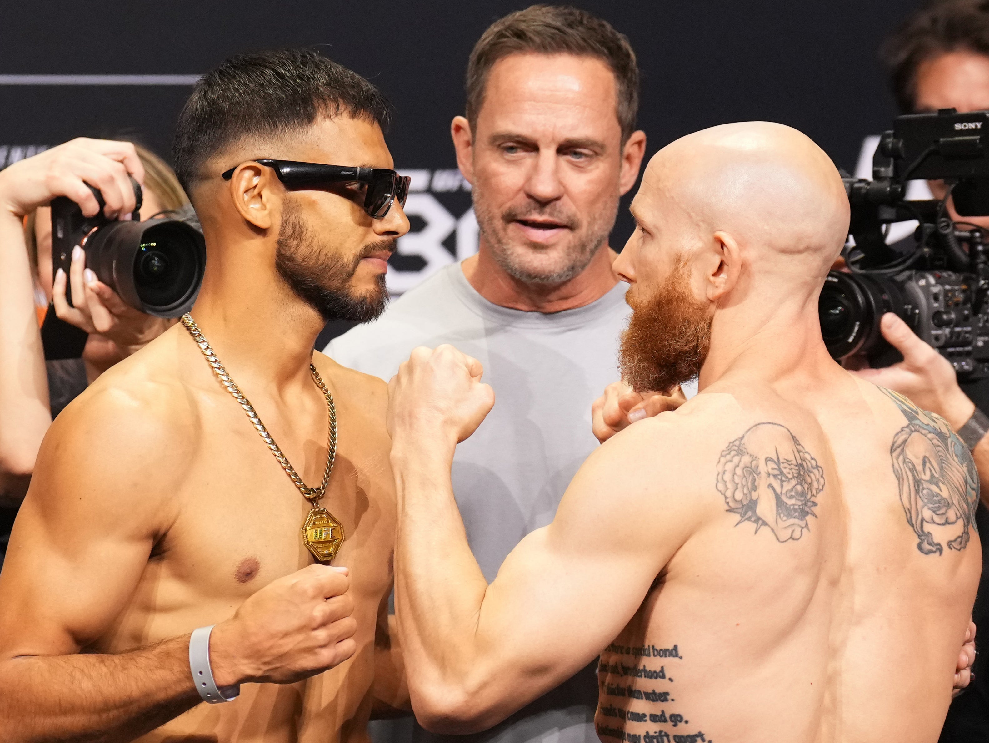 Yair Rodriguez (left) faces off with Josh Emmett